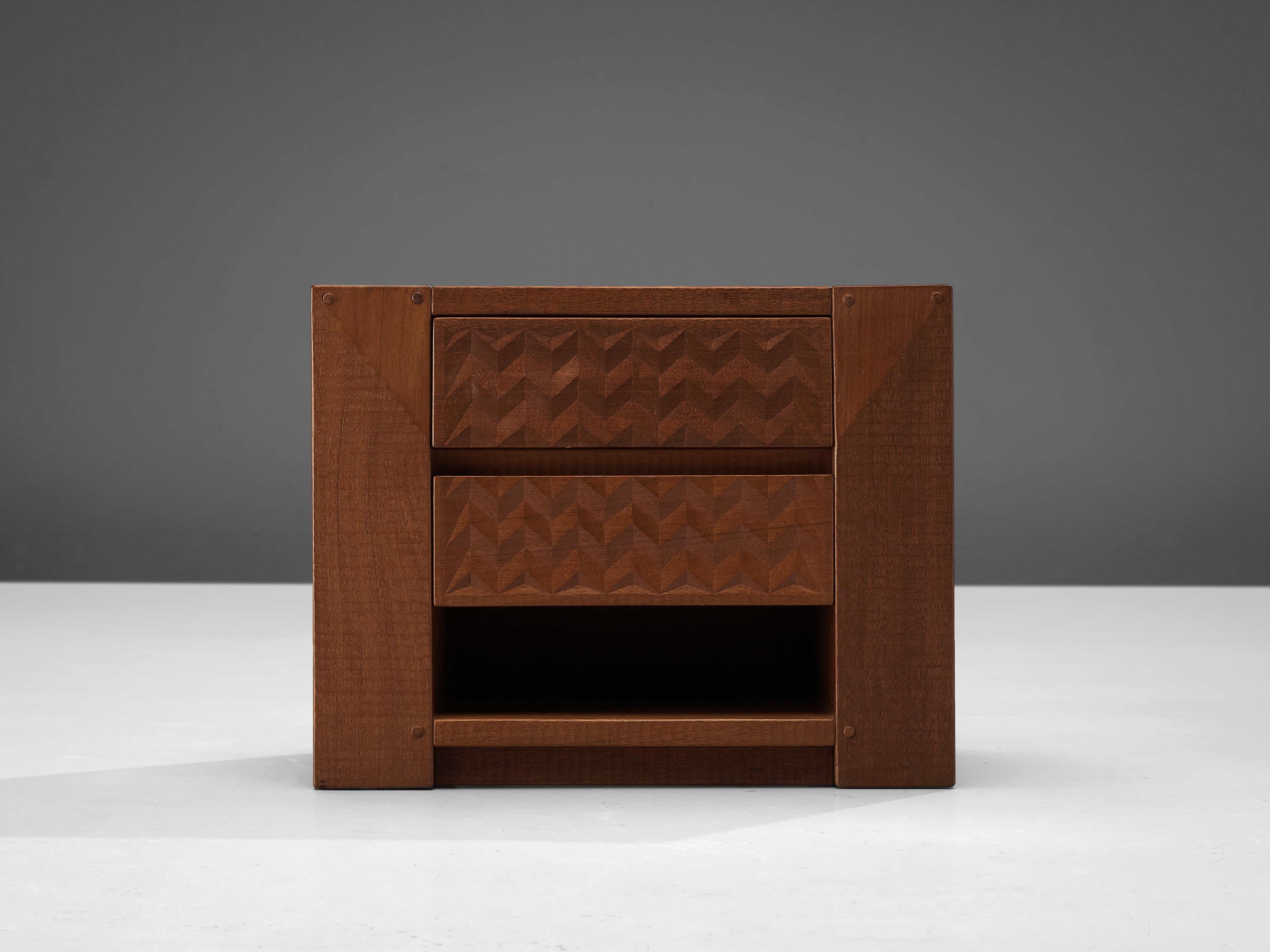 Late 20th Century Giuseppe Rivadossi Pair of Nightstands in Teak For Sale