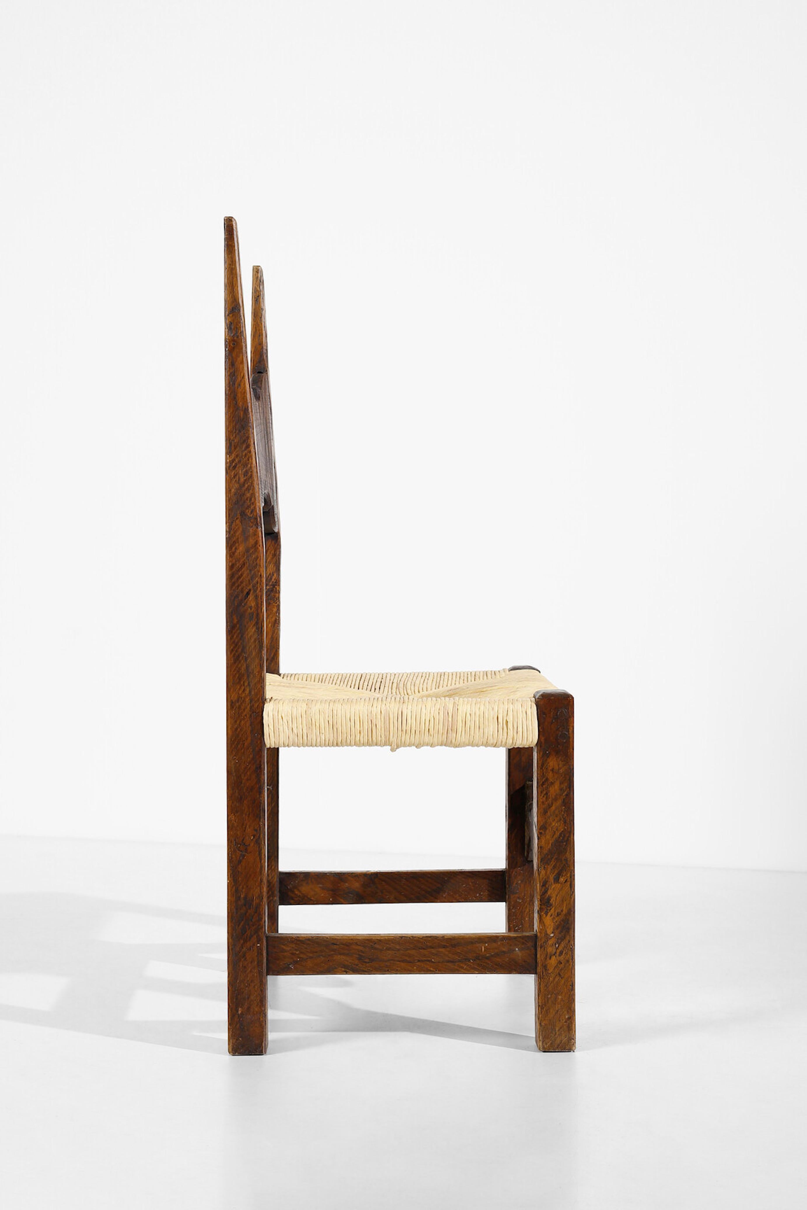Mid-Century Modern Giuseppe Rivadossi Pair of  Oak  Hall Chairs.Italy .1965. For Sale