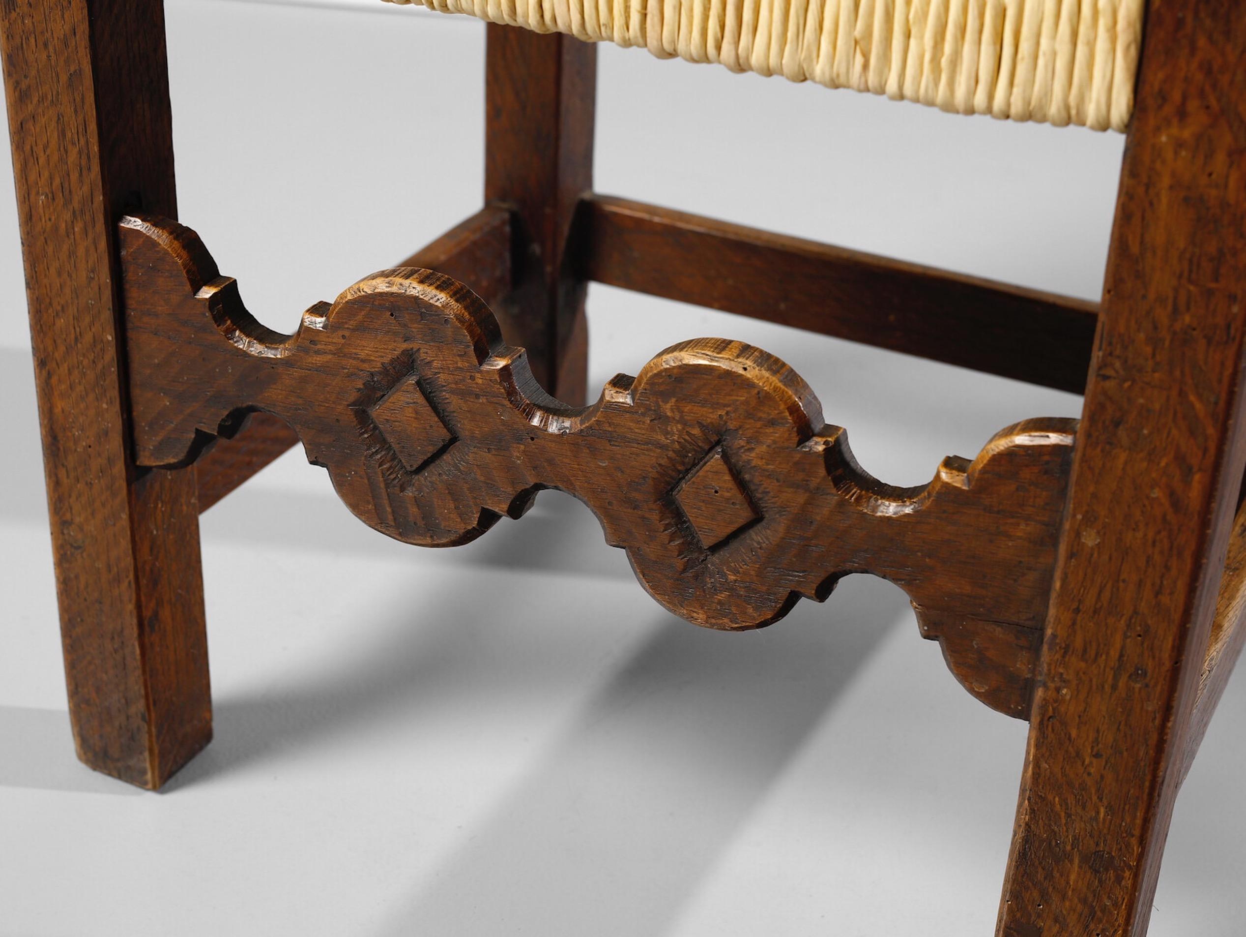 Papercord Giuseppe Rivadossi Pair of  Oak  Hall Chairs.Italy .1965. For Sale