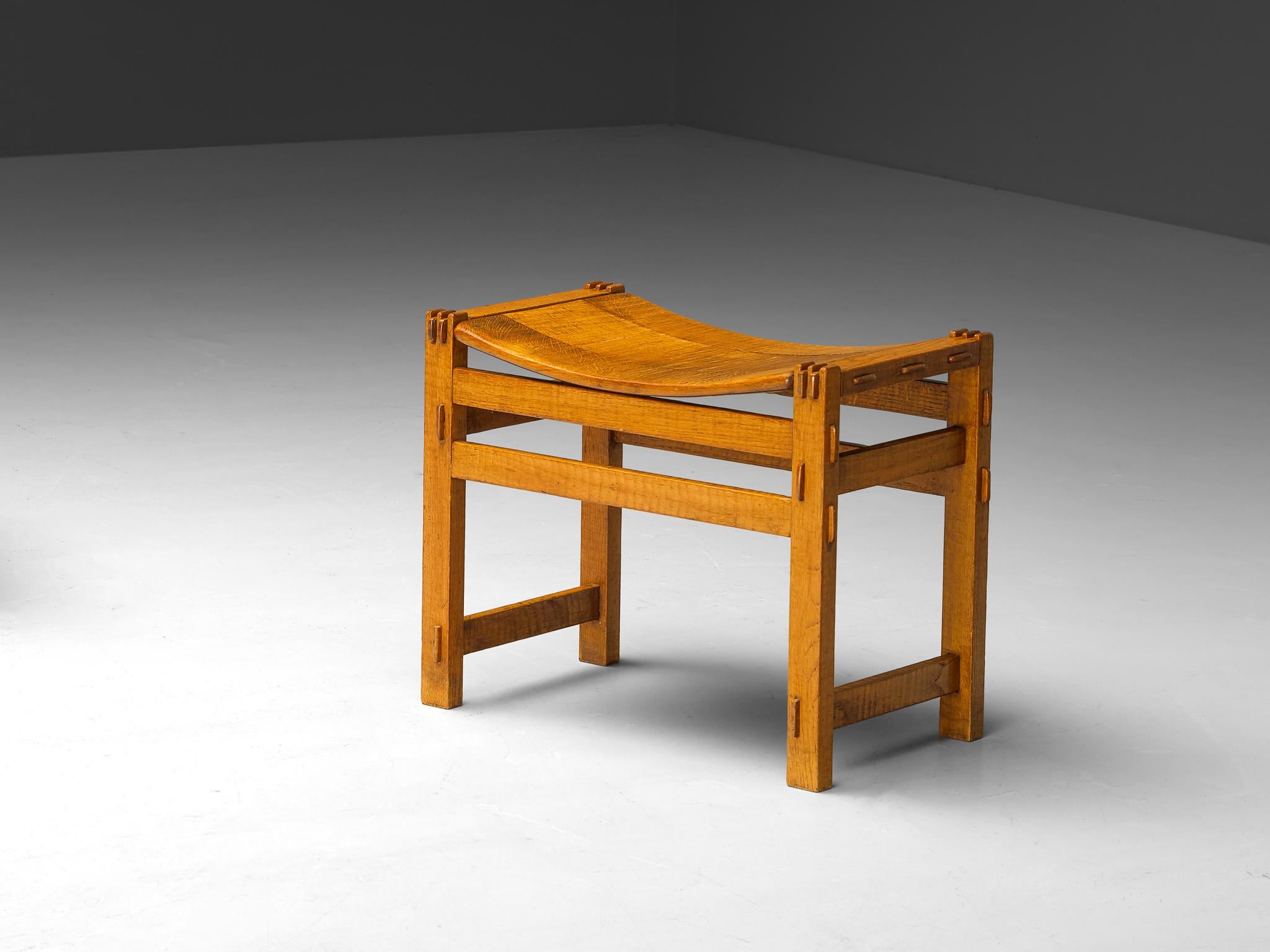 Giuseppe Rivadossi Pair of Stools in Oak  For Sale 1