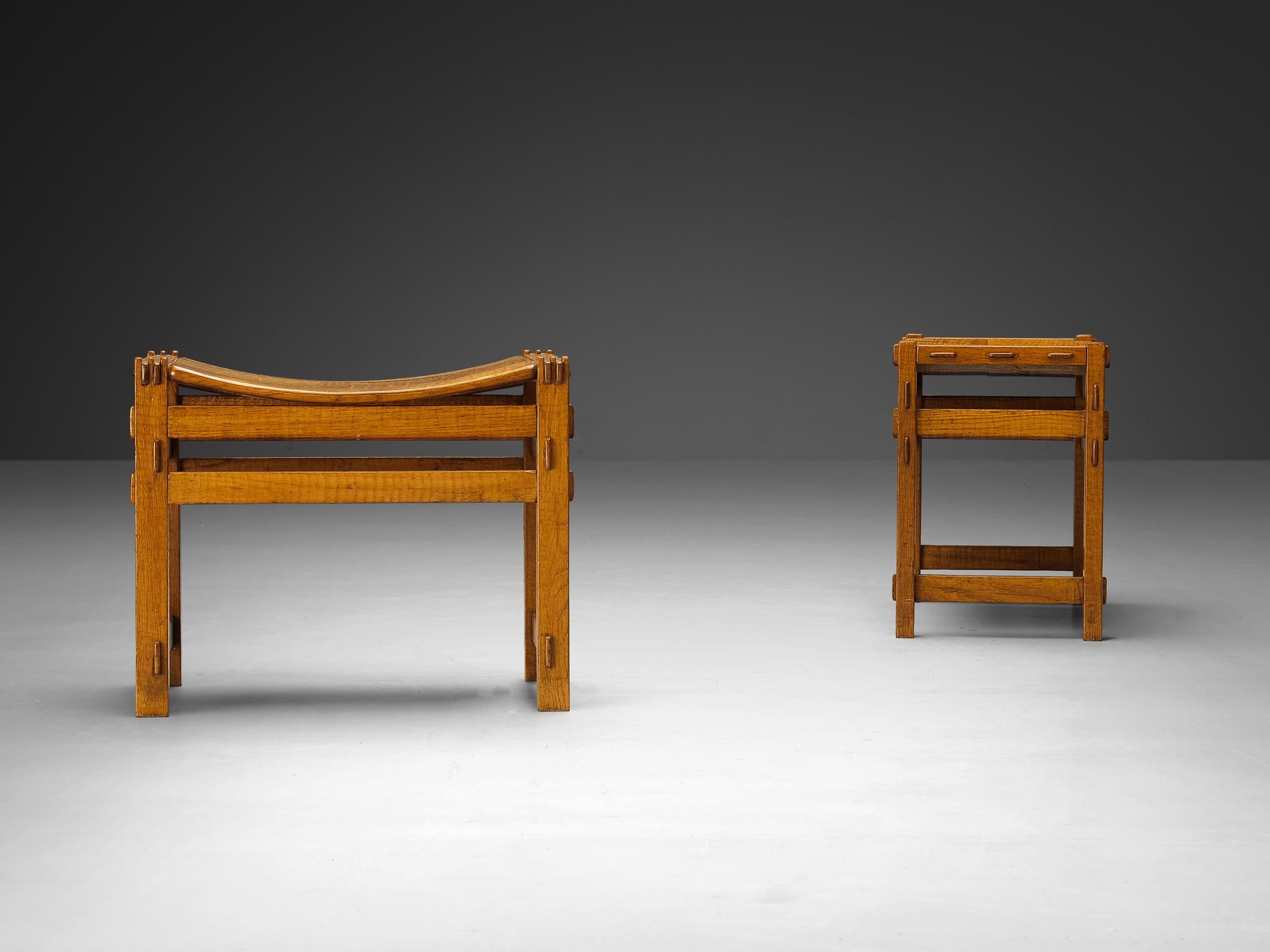 Giuseppe Rivadossi Pair of Stools in Oak  For Sale 3