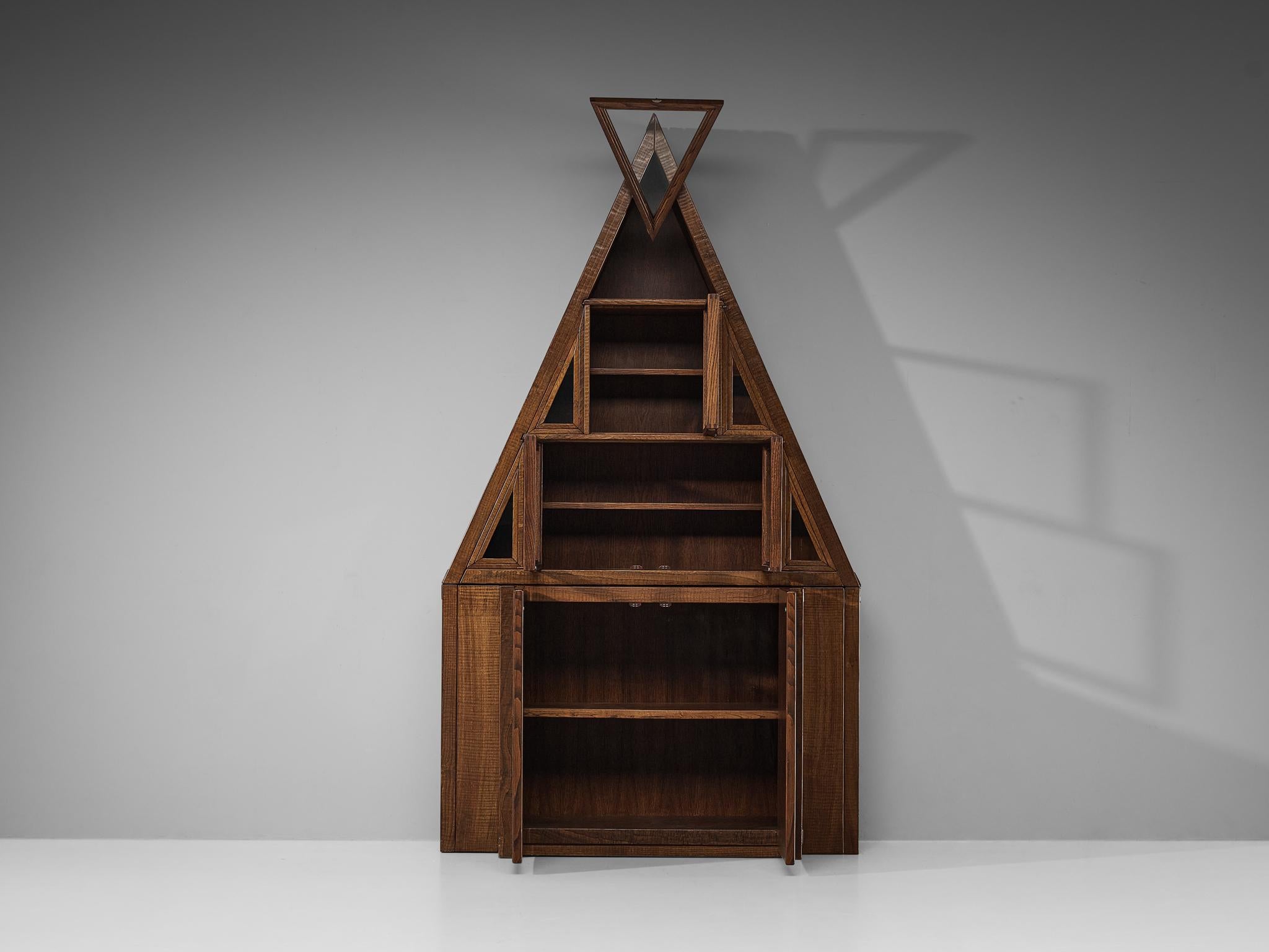 Giuseppe Rivadossi Pyramid Shaped Cabinet in Chestnut 8.2 feet  For Sale 8