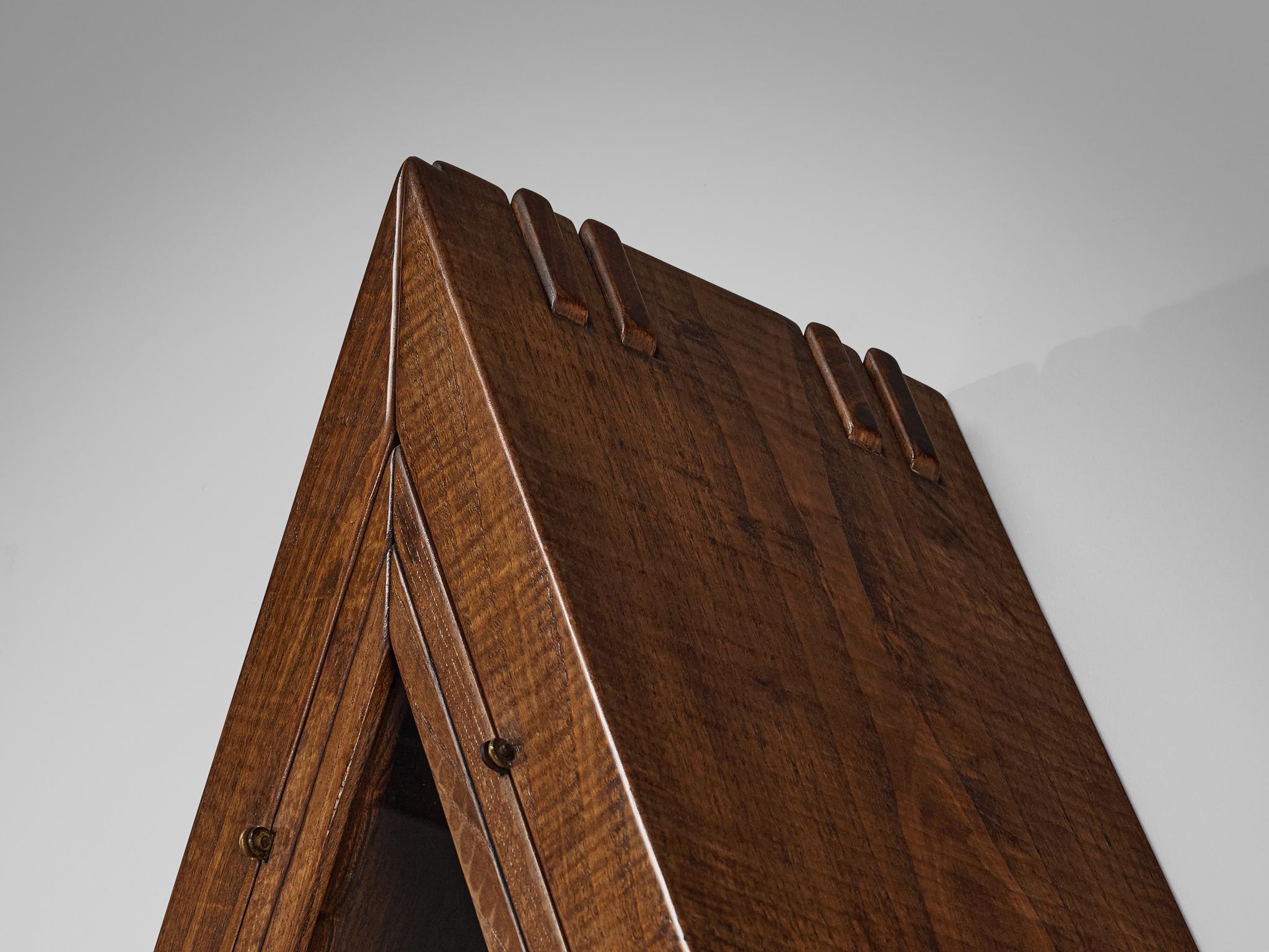 Mid-20th Century Giuseppe Rivadossi Pyramid Shaped Cabinet in Chestnut 8.2 feet For Sale