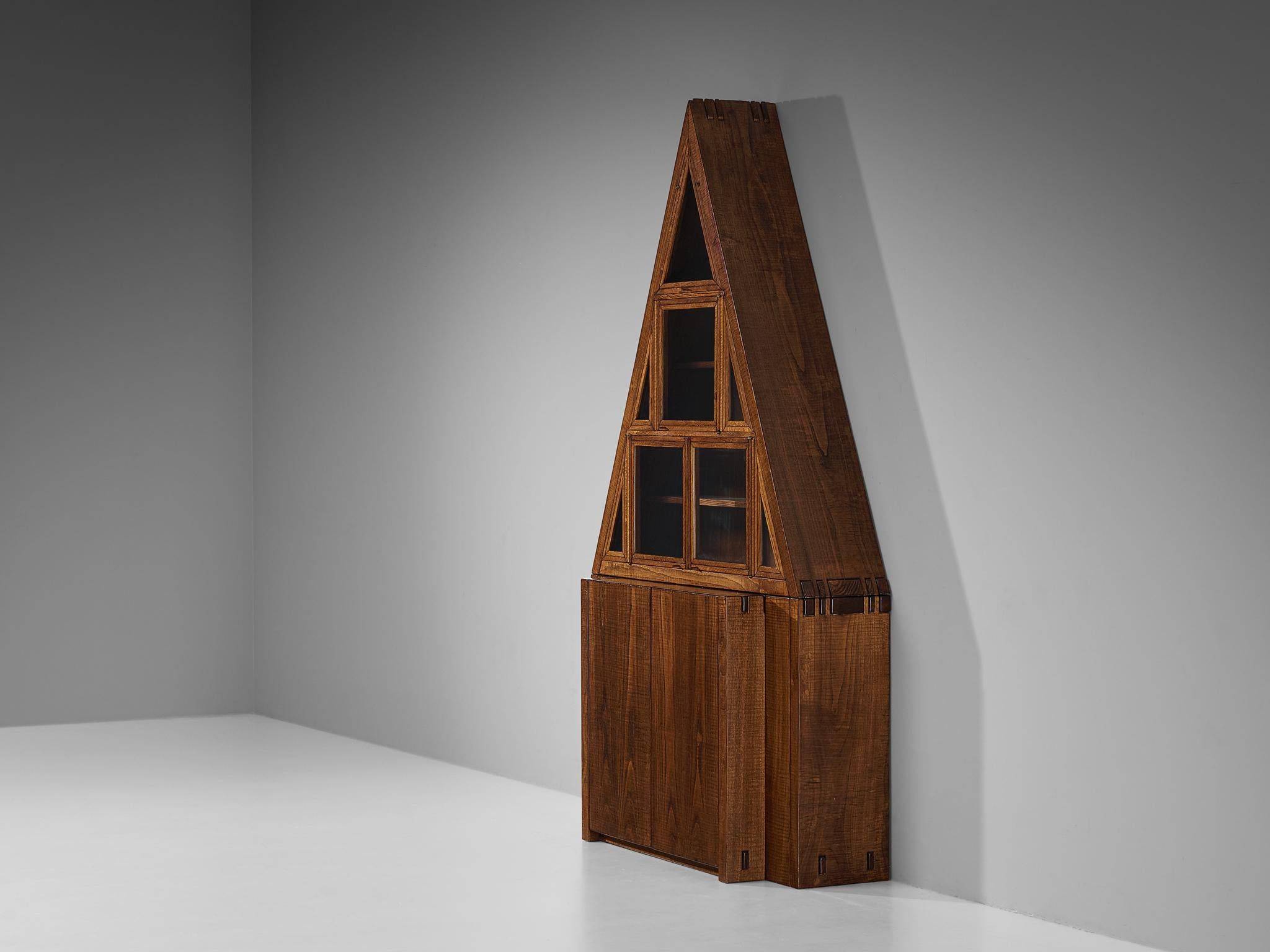Giuseppe Rivadossi Pyramid Shaped Cabinet in Chestnut 8.2 feet For Sale 1