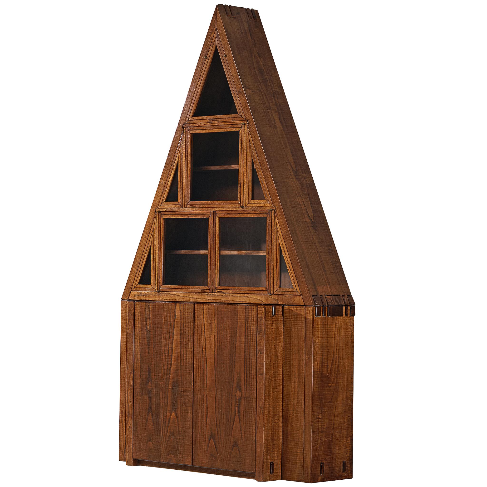 Giuseppe Rivadossi Pyramid Shaped Cabinet in Chestnut For Sale