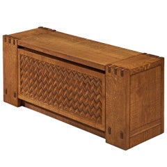 Giuseppe Rivadossi Sculptural Carved Trunk or Bench in Oak