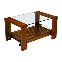 Giuseppe Rivadossi Sculptural Coffee Table in Slavonian Oak and Glass, Italy 197