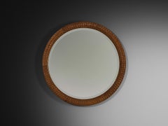 Giuseppe Rivadossi Sculptural Hand-Carved Mirror in Oak
