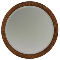 Giuseppe Rivadossi Sculptural Hand-Carved Mirror in Oak