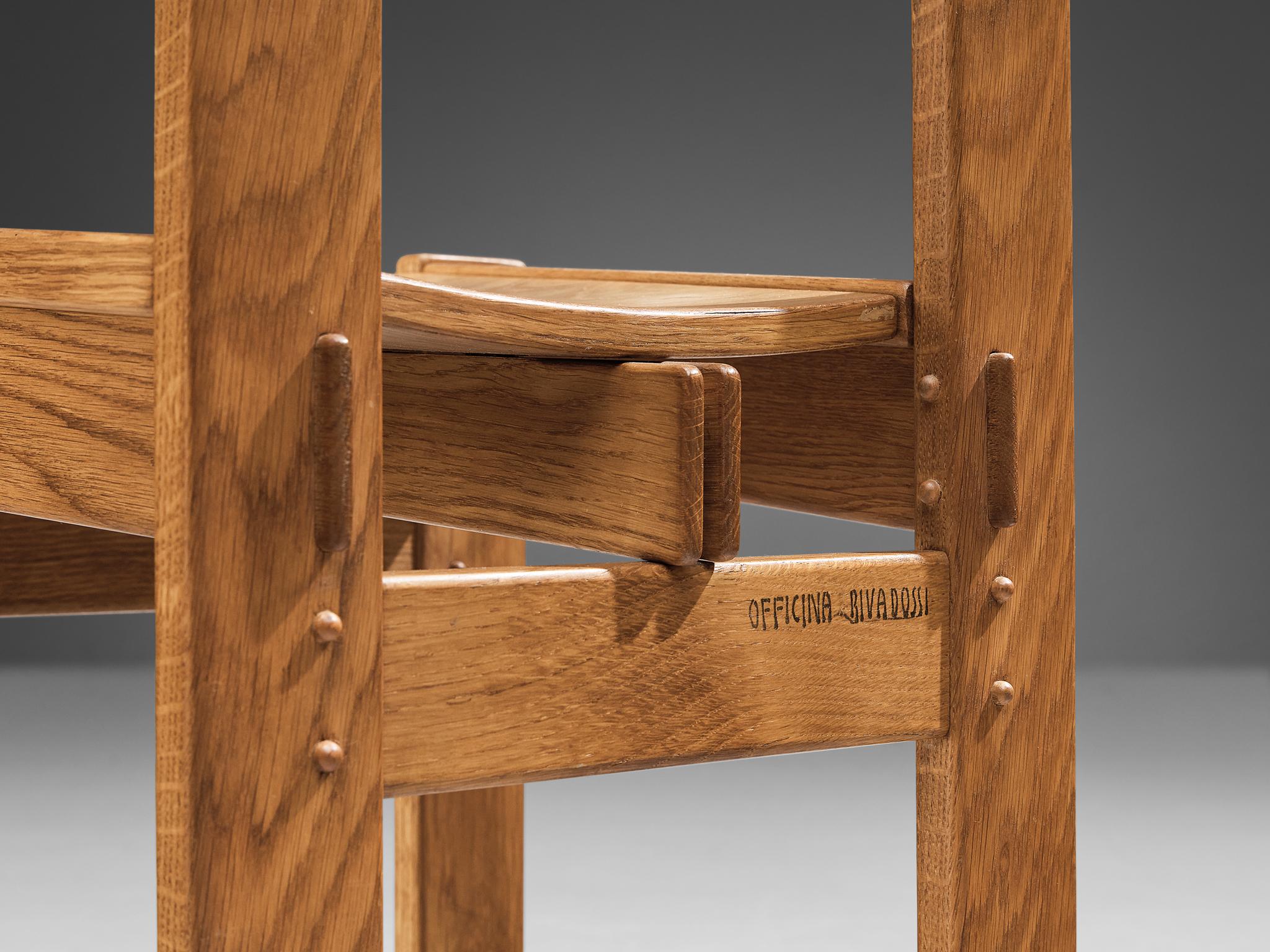 Giuseppe Rivadossi Set of Eight Dining Chairs in Oak  6