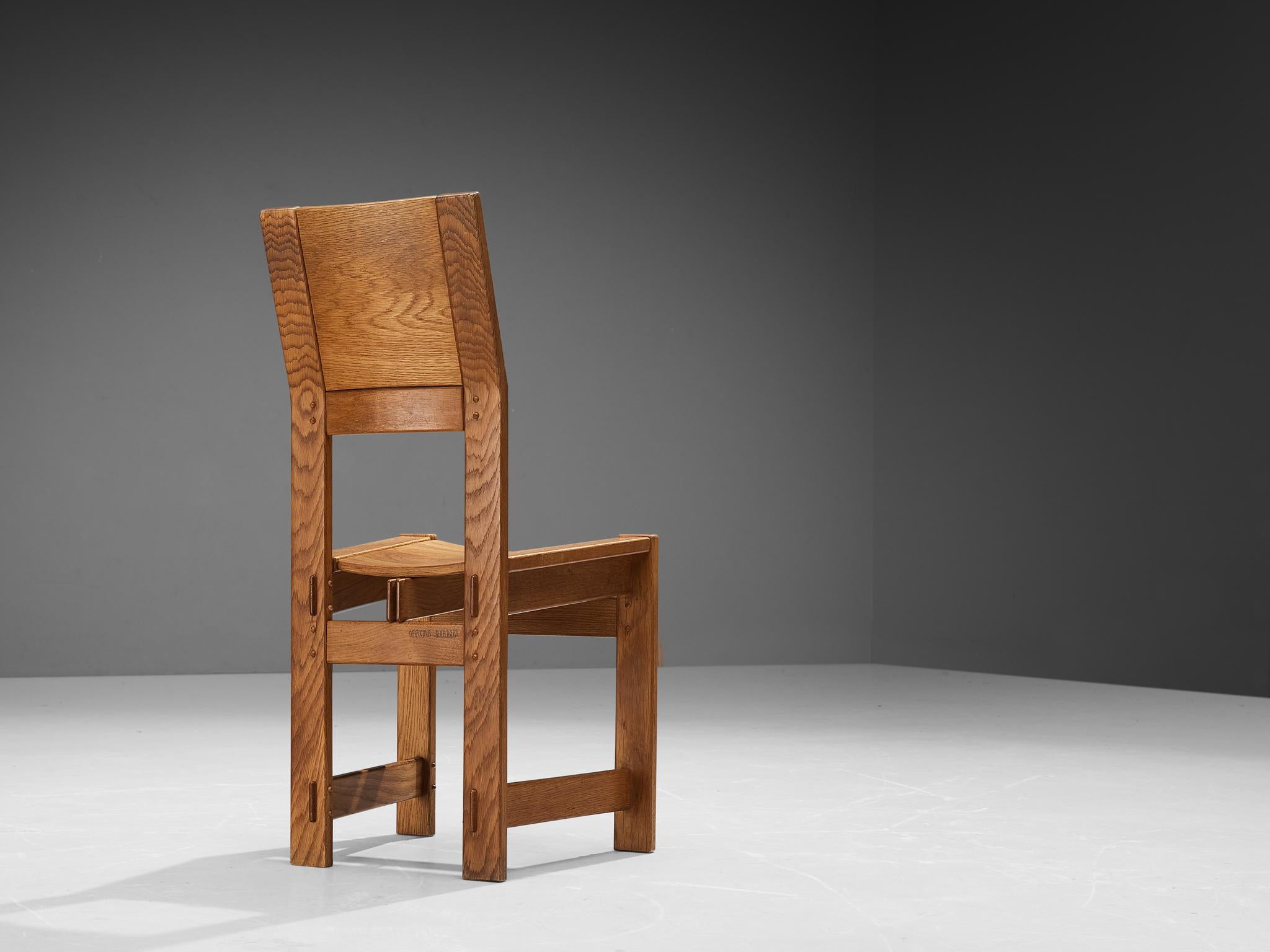 Giuseppe Rivadossi Set of Eight Dining Chairs in Oak In Good Condition For Sale In Waalwijk, NL