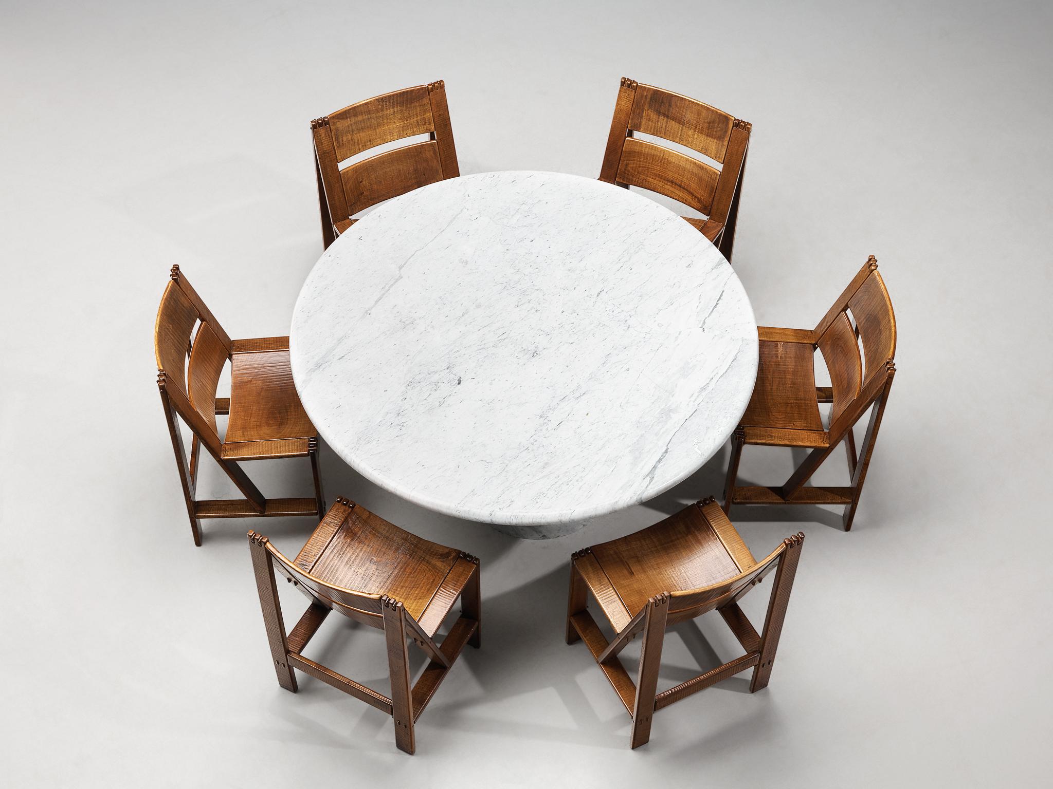 Giuseppe Rivadossi Set of Six 'Regina' Dining Chairs in Walnut 7