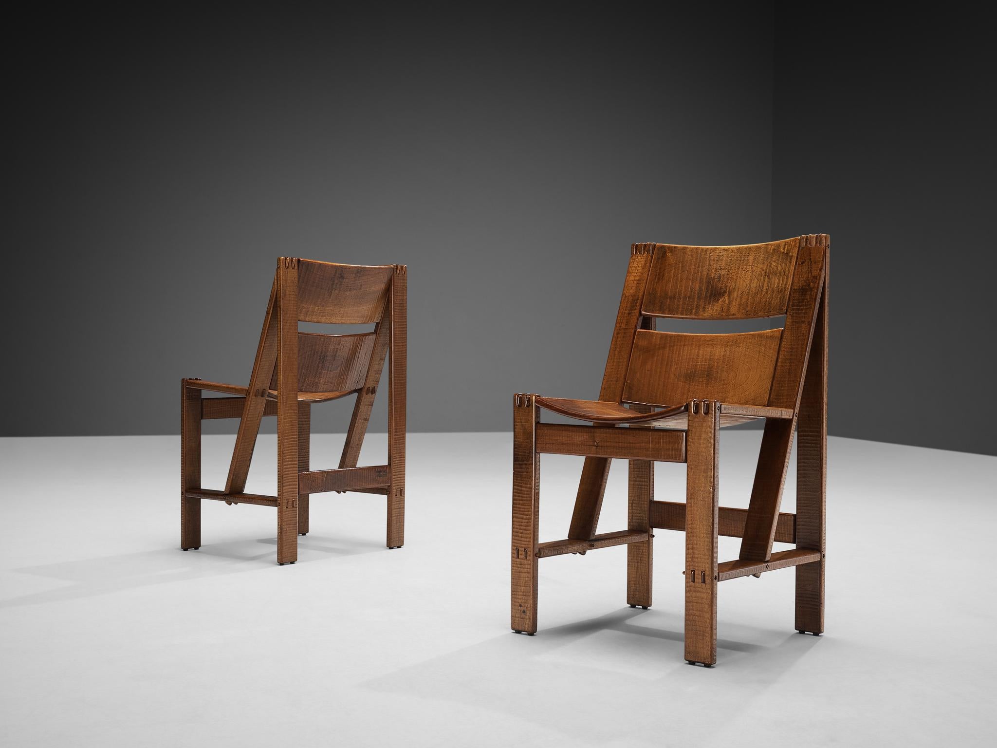Mid-Century Modern Giuseppe Rivadossi Set of Six 'Regina' Dining Chairs in Walnut