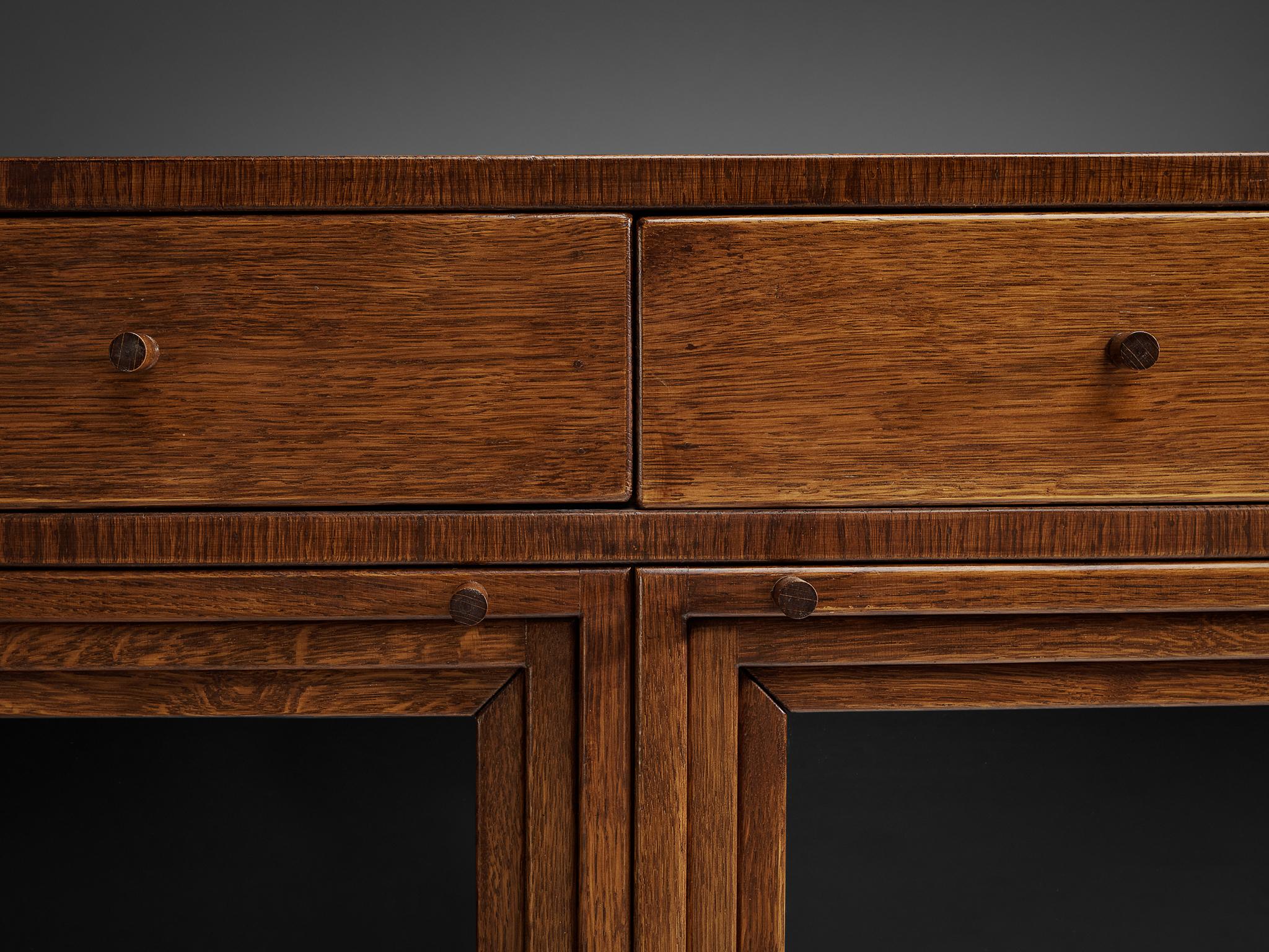 Giuseppe Rivadossi Sideboard in Carved Oak and Glass 6