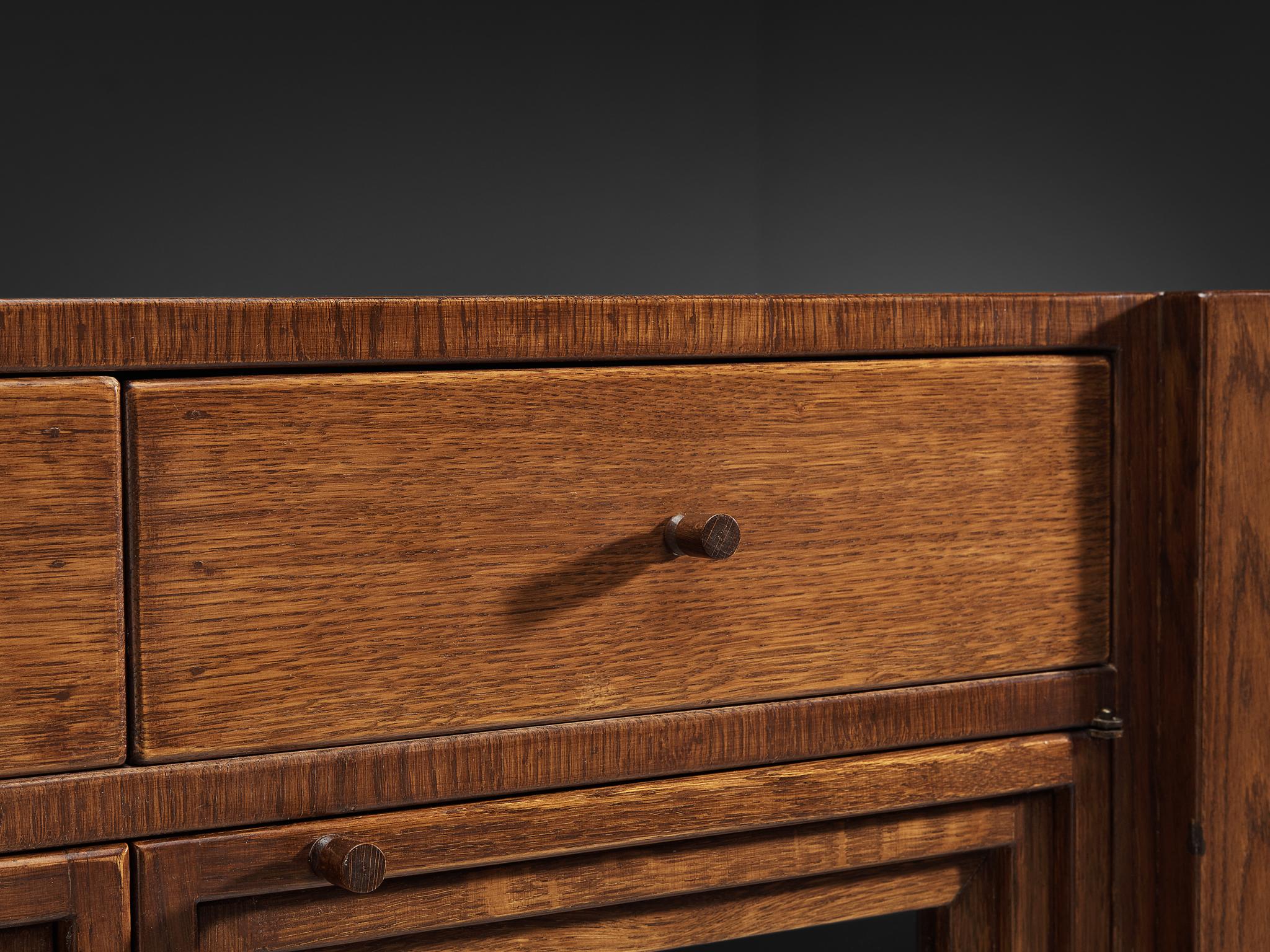 Giuseppe Rivadossi Sideboard in Carved Oak and Glass 3