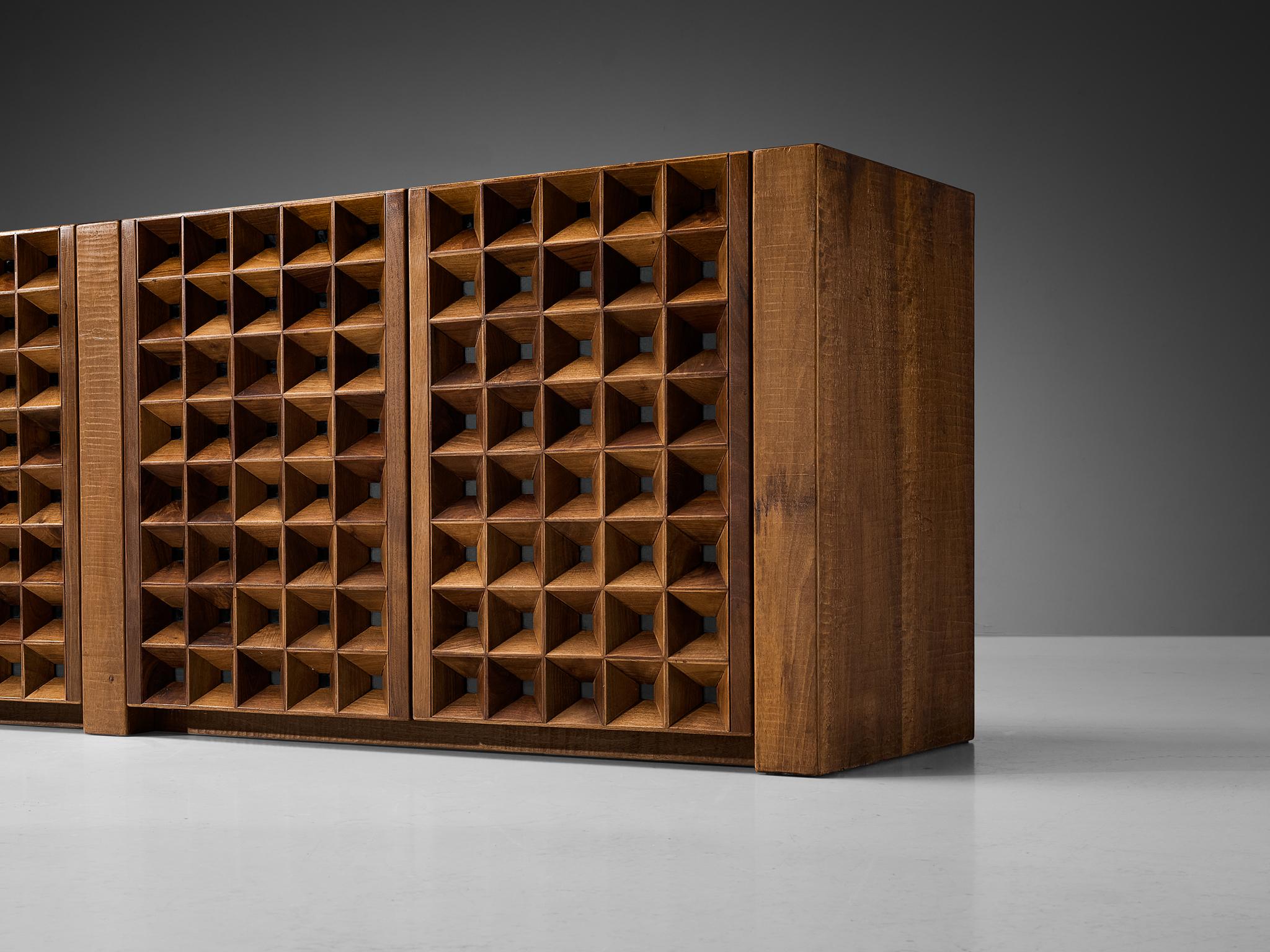Mid-Century Modern Giuseppe Rivadossi Sideboard in Walnut and Glass