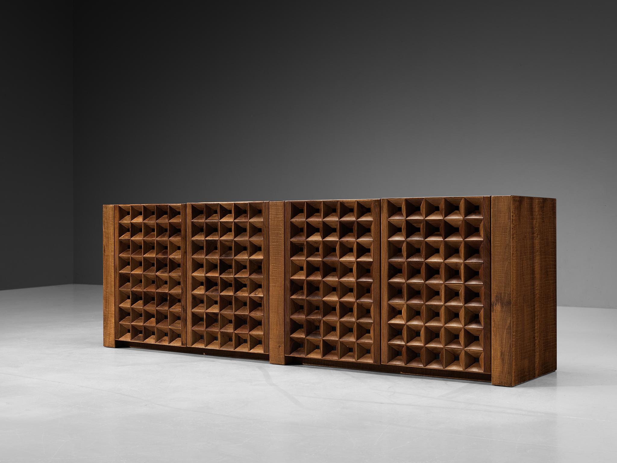 Giuseppe Rivadossi Sideboard in Walnut and Glass 1