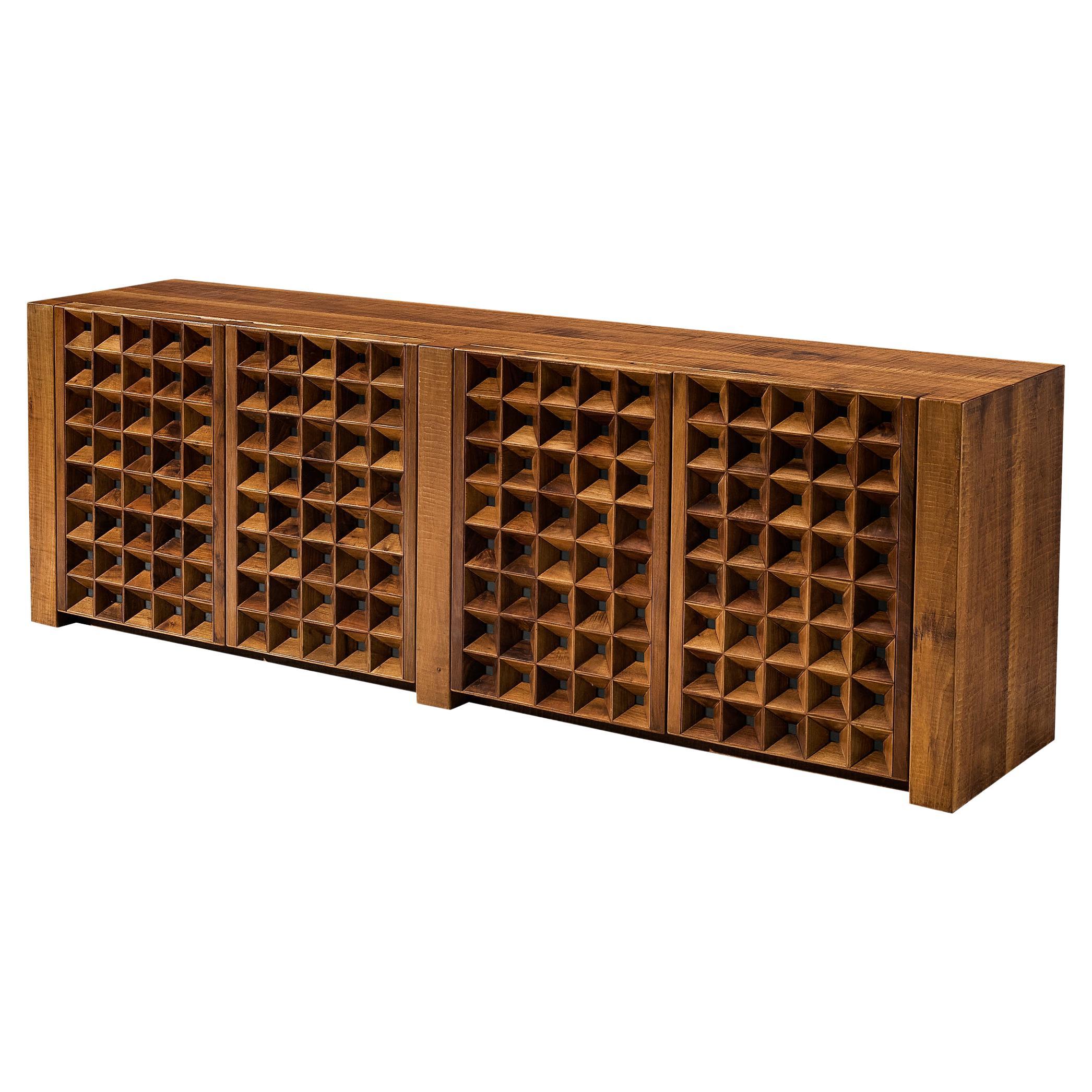Giuseppe Rivadossi Sideboard in Walnut and Glass