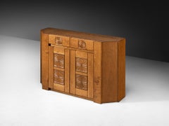 Giuseppe Rivadossi Sideboard with Carved Motifs in Oak