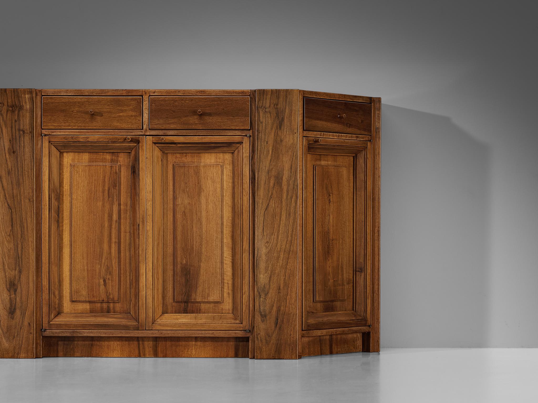 Mid-Century Modern Giuseppe Rivadossi Sizable Sideboard in Stained Oak  For Sale