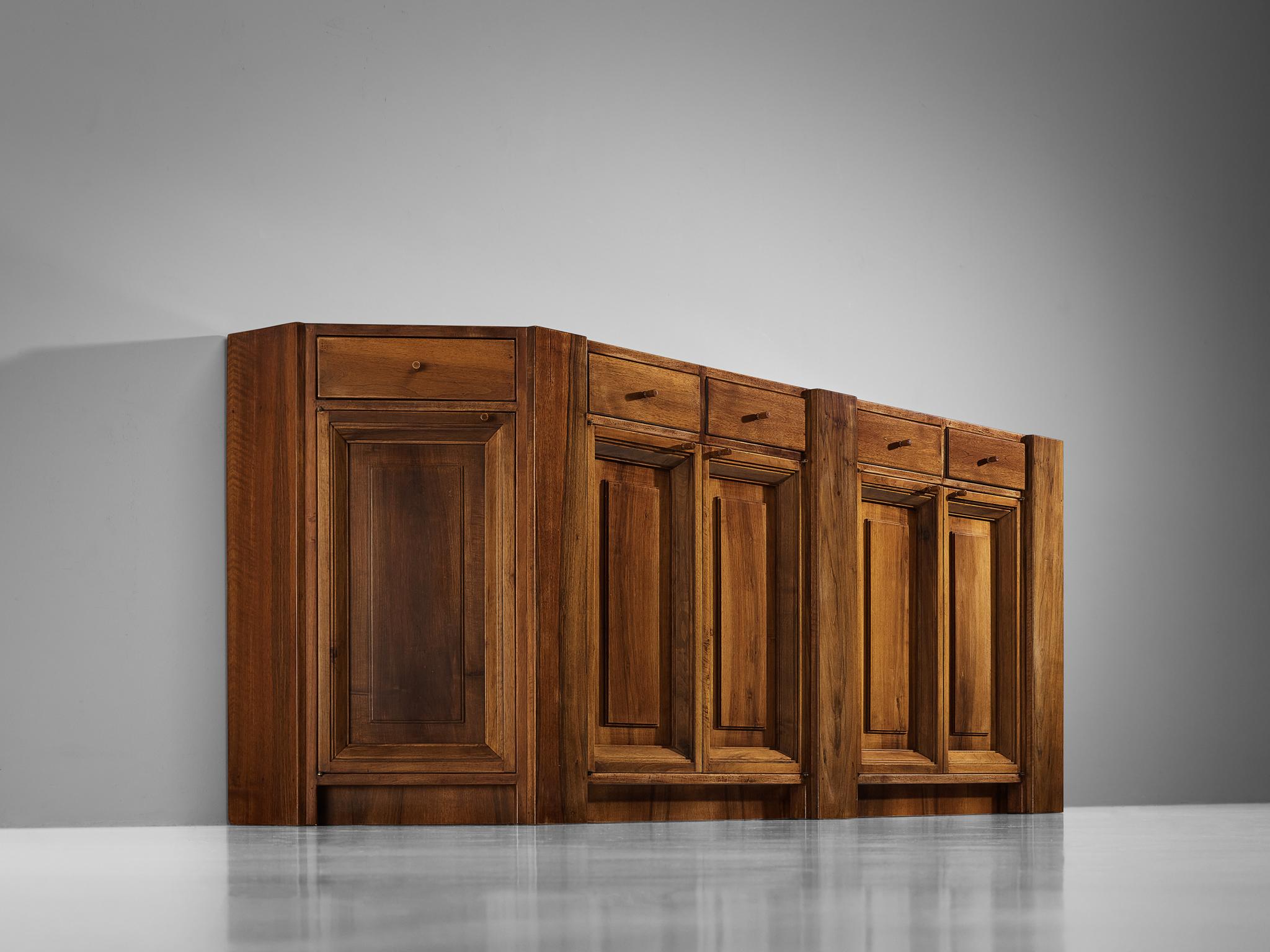 Mid-20th Century Giuseppe Rivadossi Sizable Sideboard in Stained Oak  For Sale