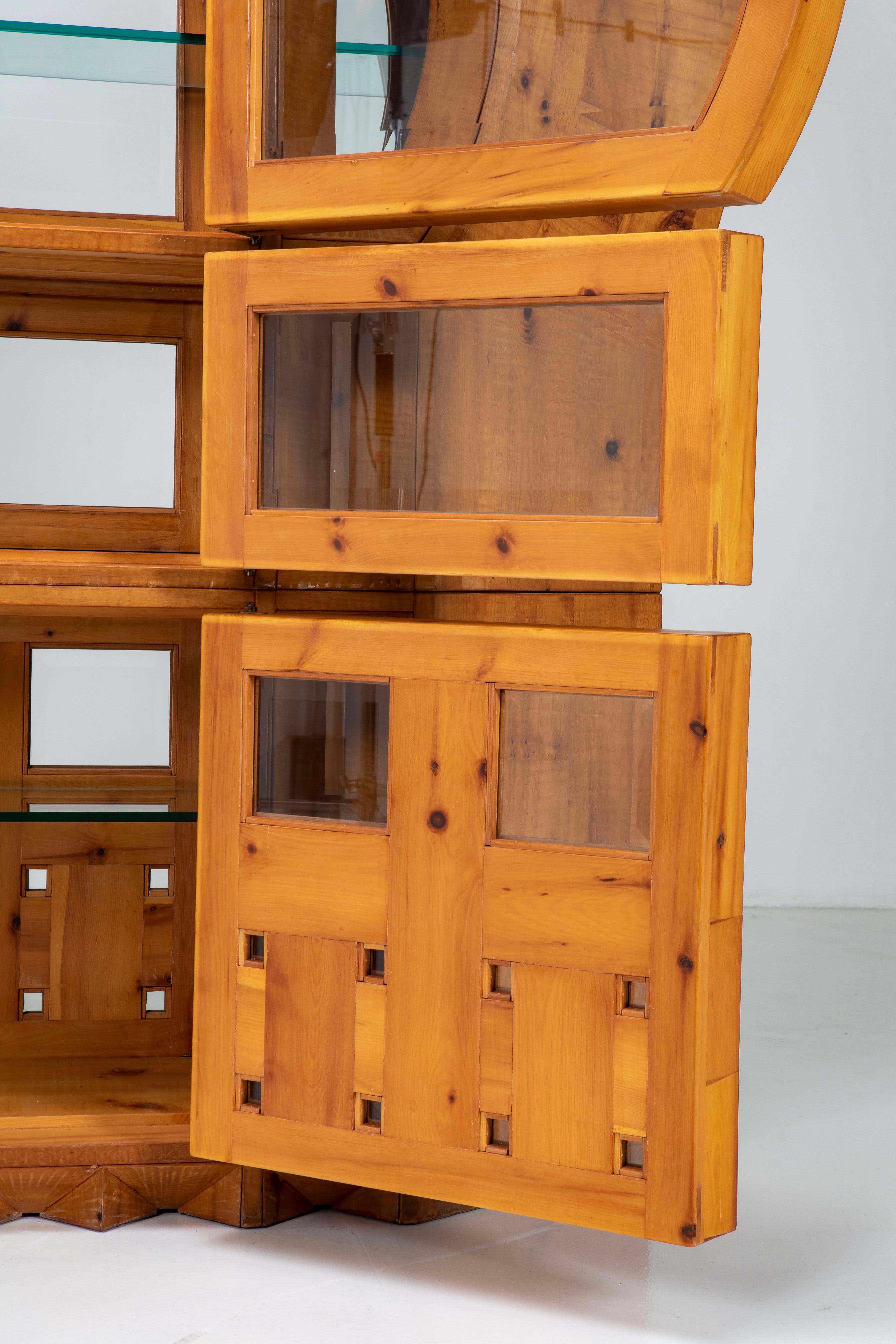 Glass Giuseppe Rivadossi Stunning wood Bar Cabinet - Italian Design 1970s