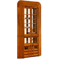 Giuseppe Rivadossi Unique Large Freestanding Display Cabinet in Sculpted Oak