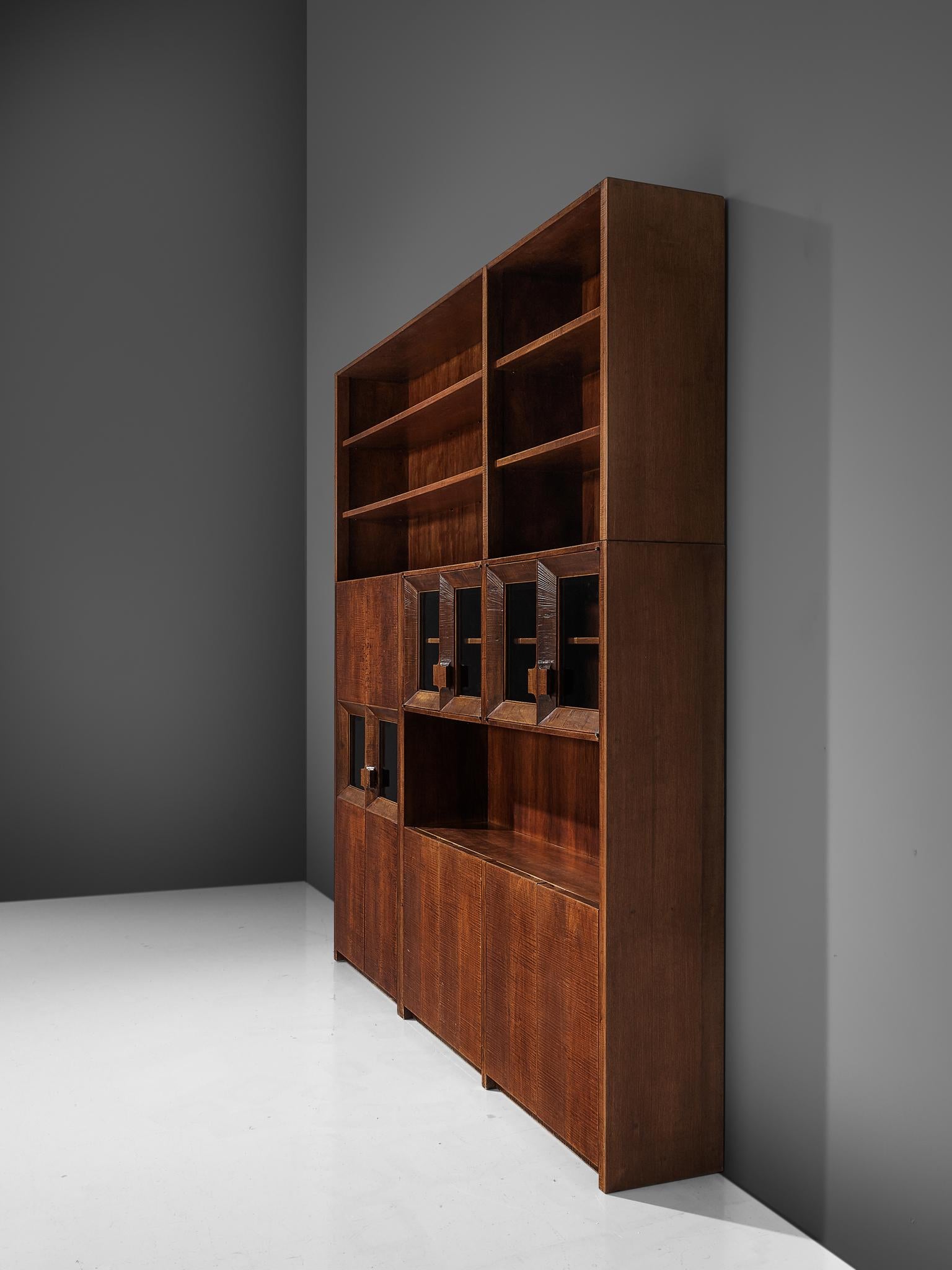 20th Century Giuseppe Rivadossi Wall Unit in Carved Oak