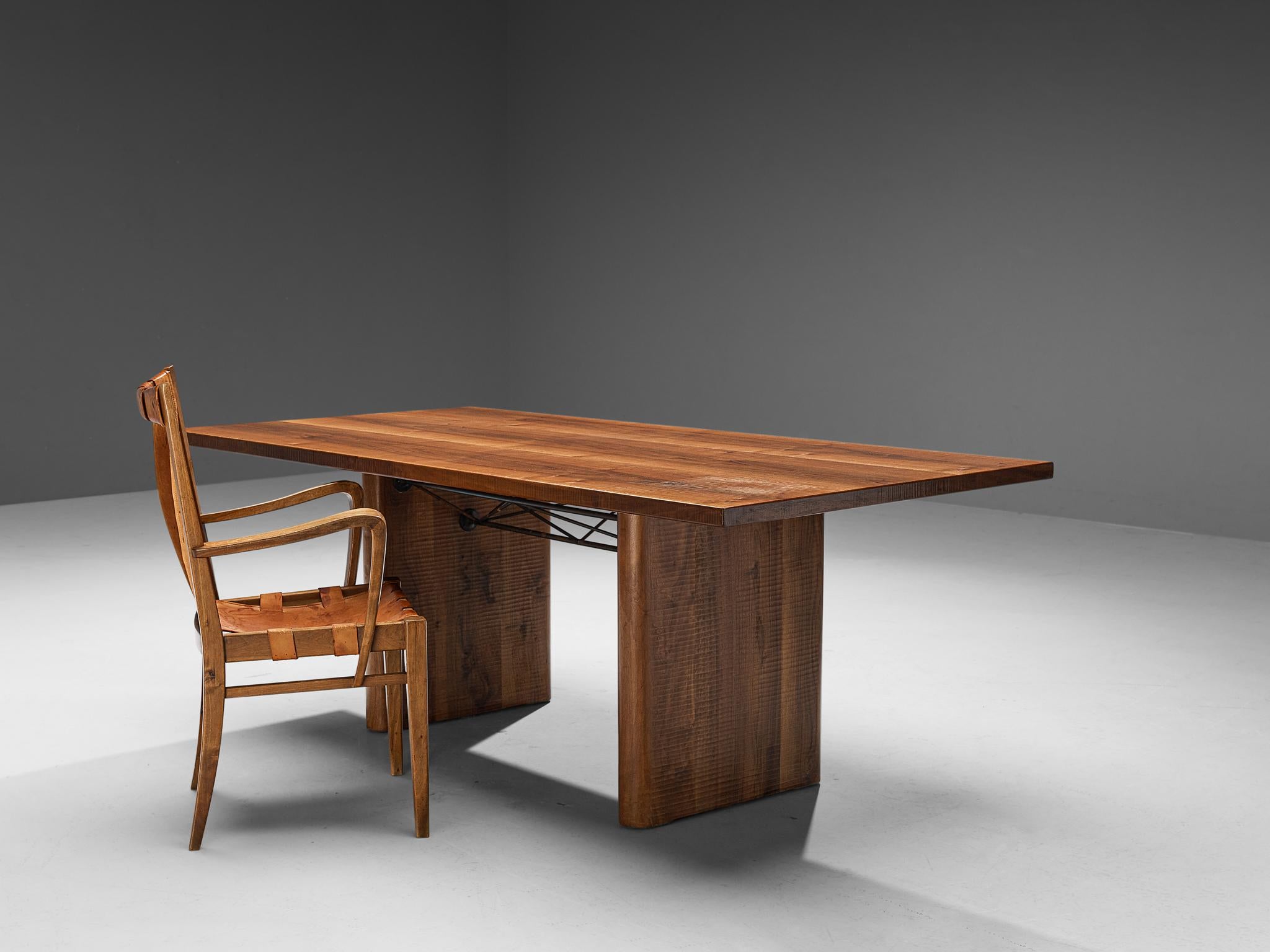 Giuseppe Rivadossi Writing Desk in Walnut With Rare Guglielmo Pecorini Chair For Sale 10