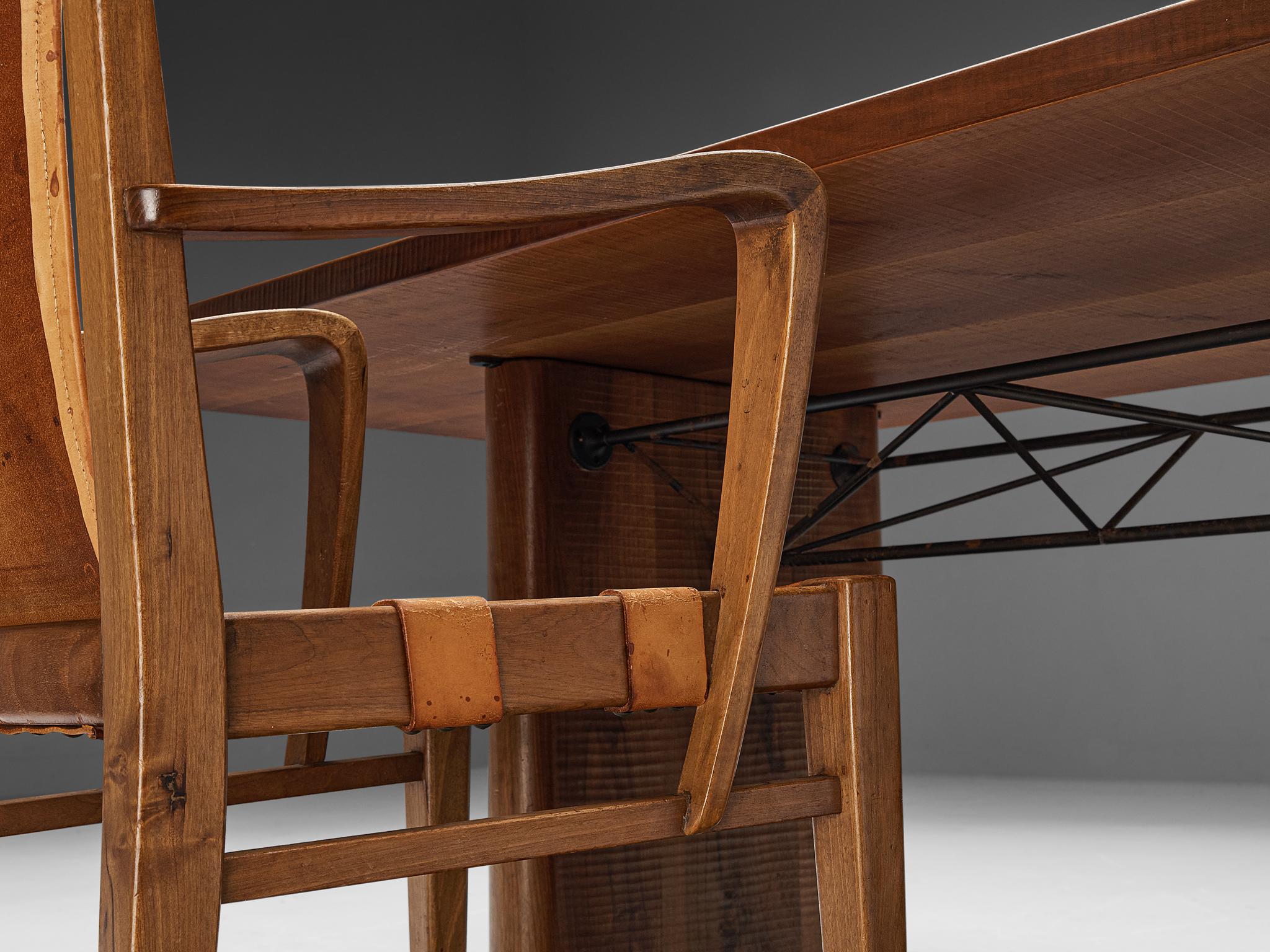 Giuseppe Rivadossi Writing Desk in Walnut With Rare Guglielmo Pecorini Chair For Sale 11