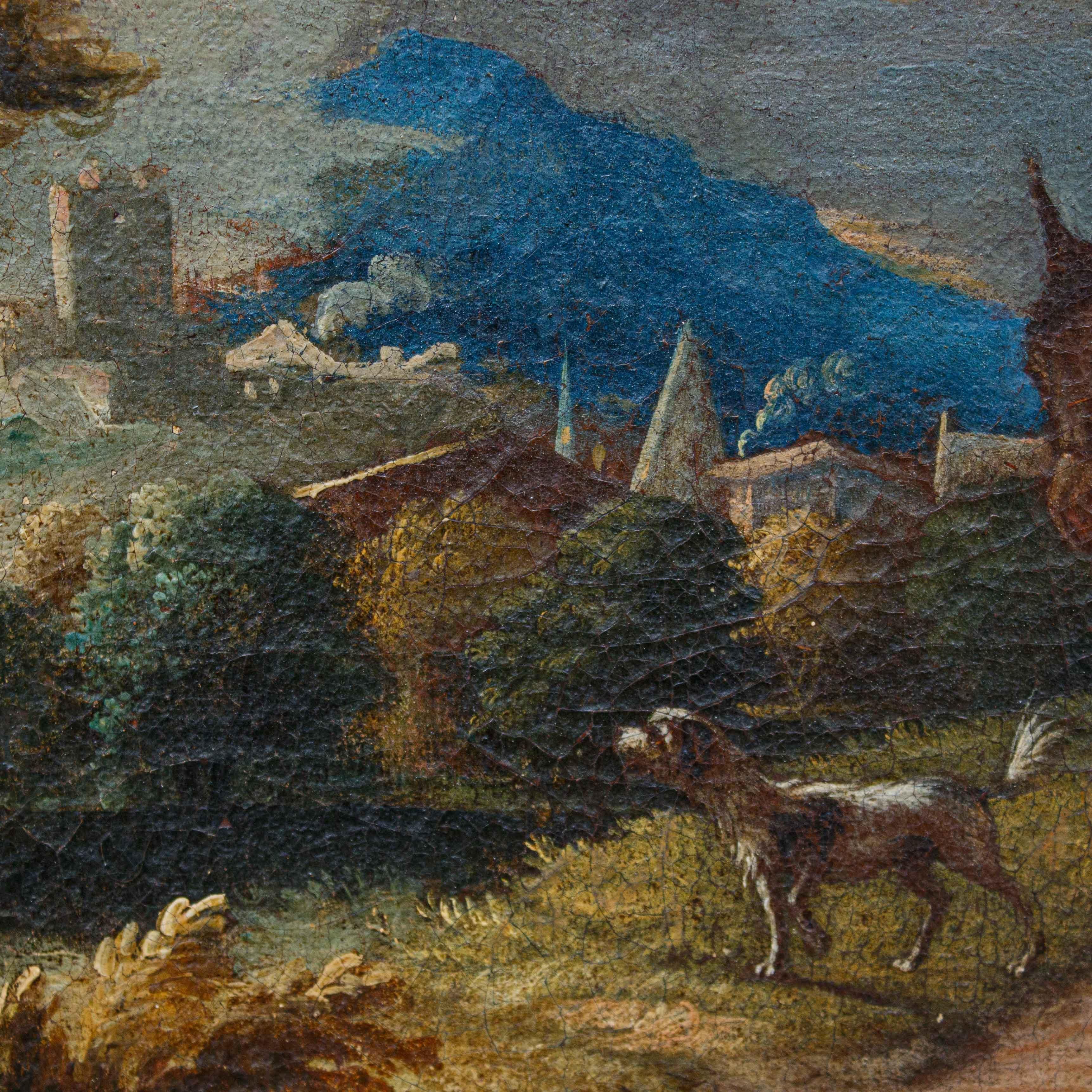 Rest during the flight into Egypt Oil painting on canvas Giuseppe Roncelli For Sale 7