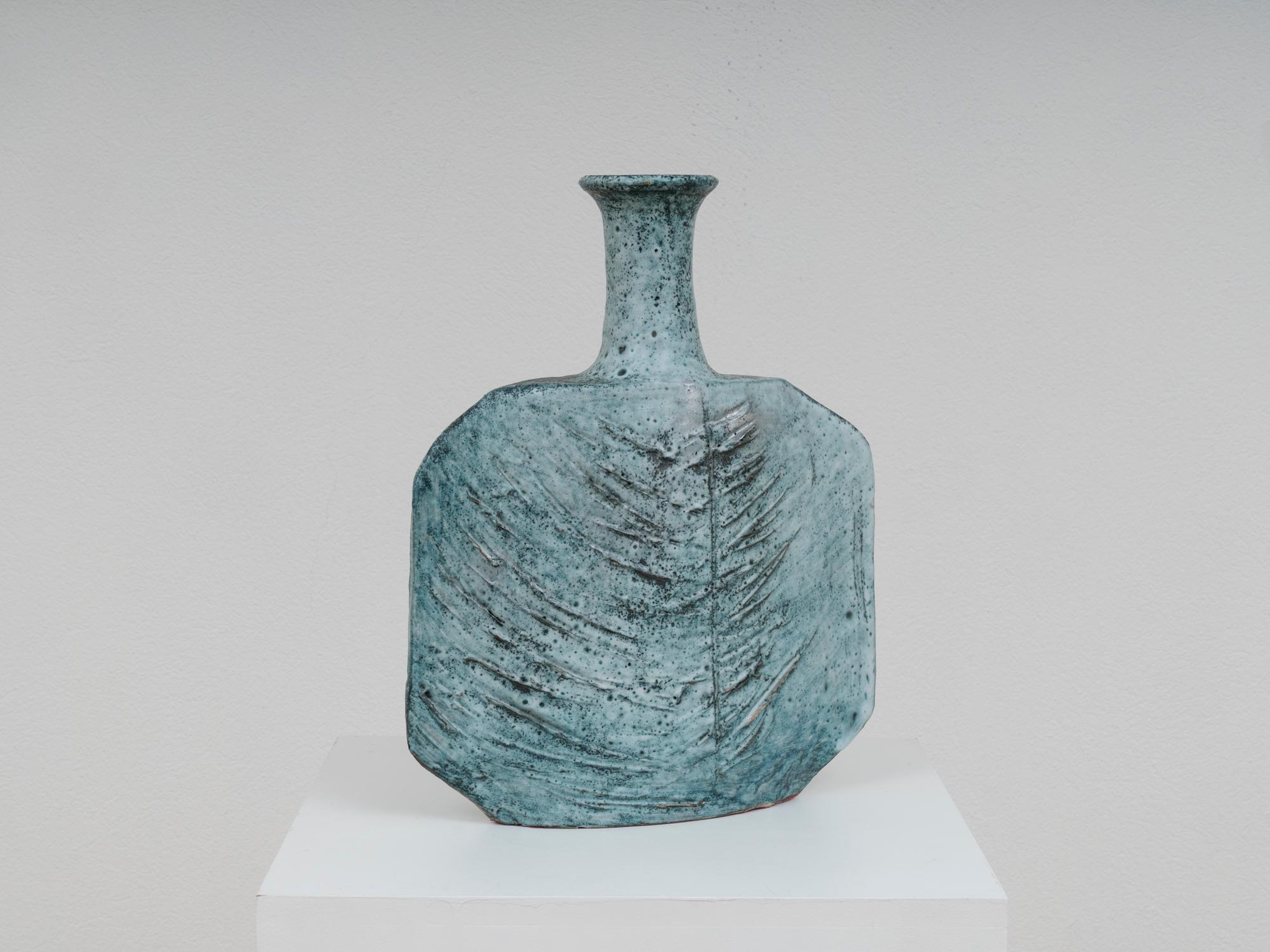 Italian Giuseppe Rossicone Sculptural Brutalist Ceramic Large Vase, 1970s
