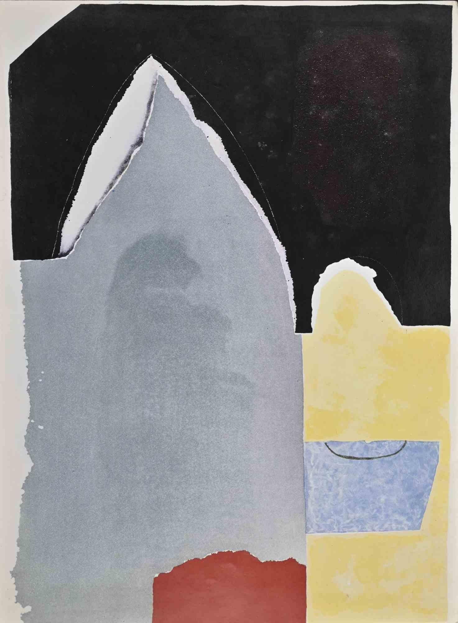 Giuseppe Santomaso Abstract Print – Abstrakte Kompositum. Die Olympischen Winterspiele XIV., Sarajevo – Originalplakat – 1983