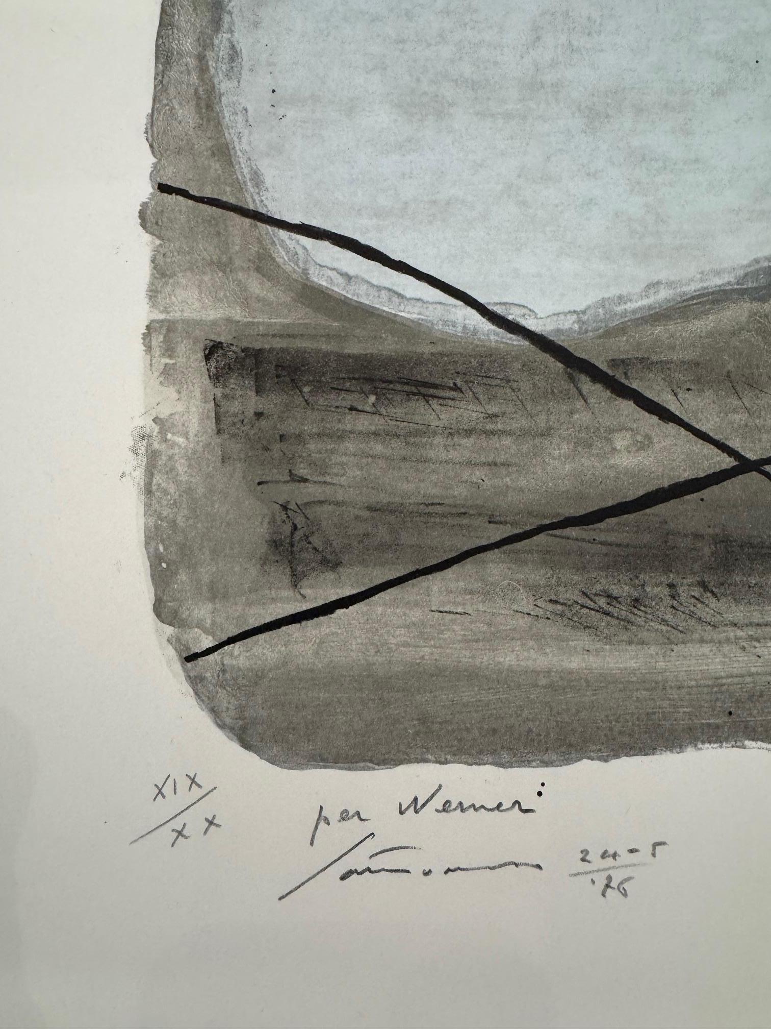 Fuori il giallo - abstract art informel by Giuseppe Santomaso noir/blanc jaune en vente 3