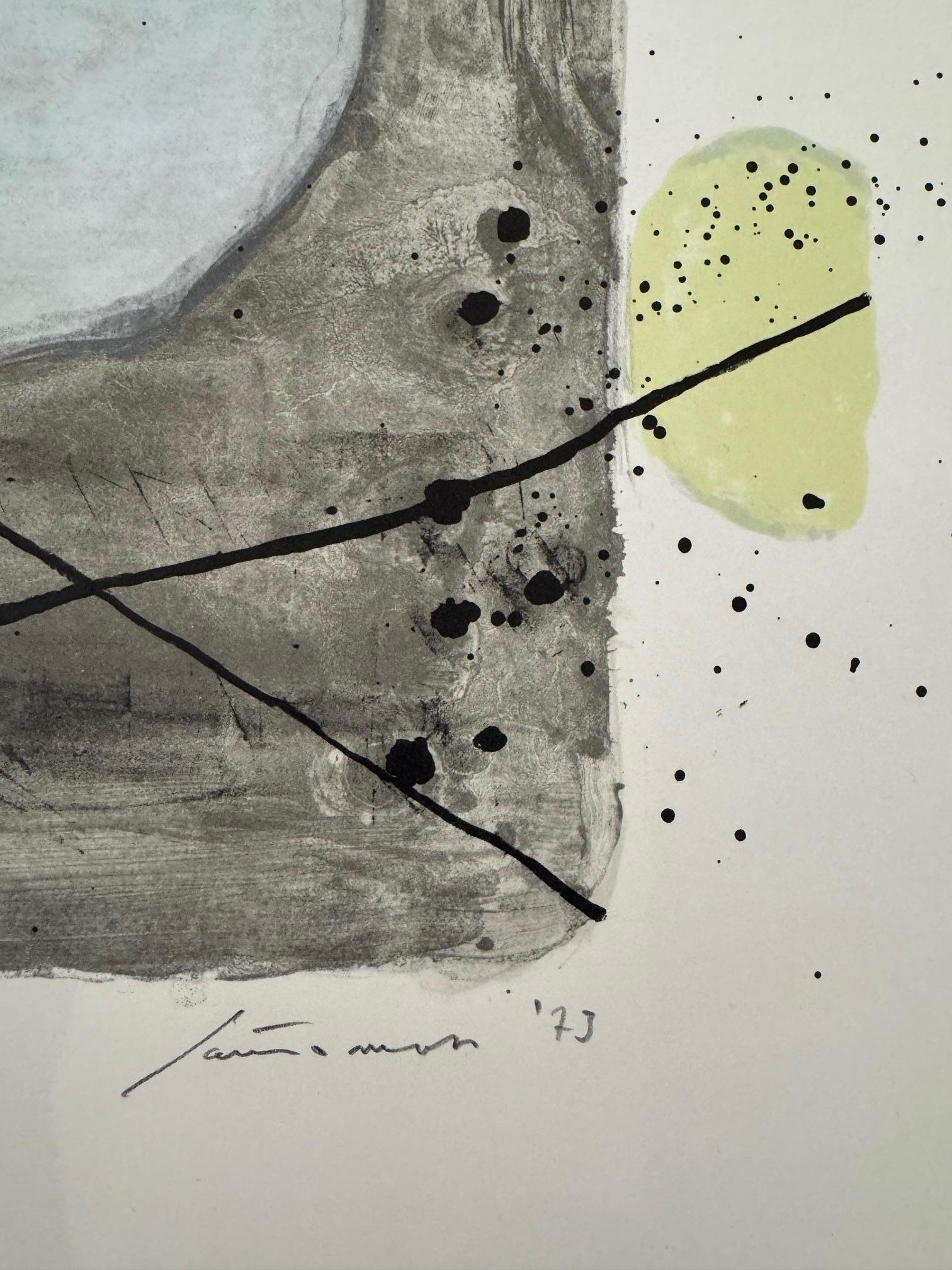 Fuori il giallo - abstract art informel by Giuseppe Santomaso noir/blanc jaune en vente 4