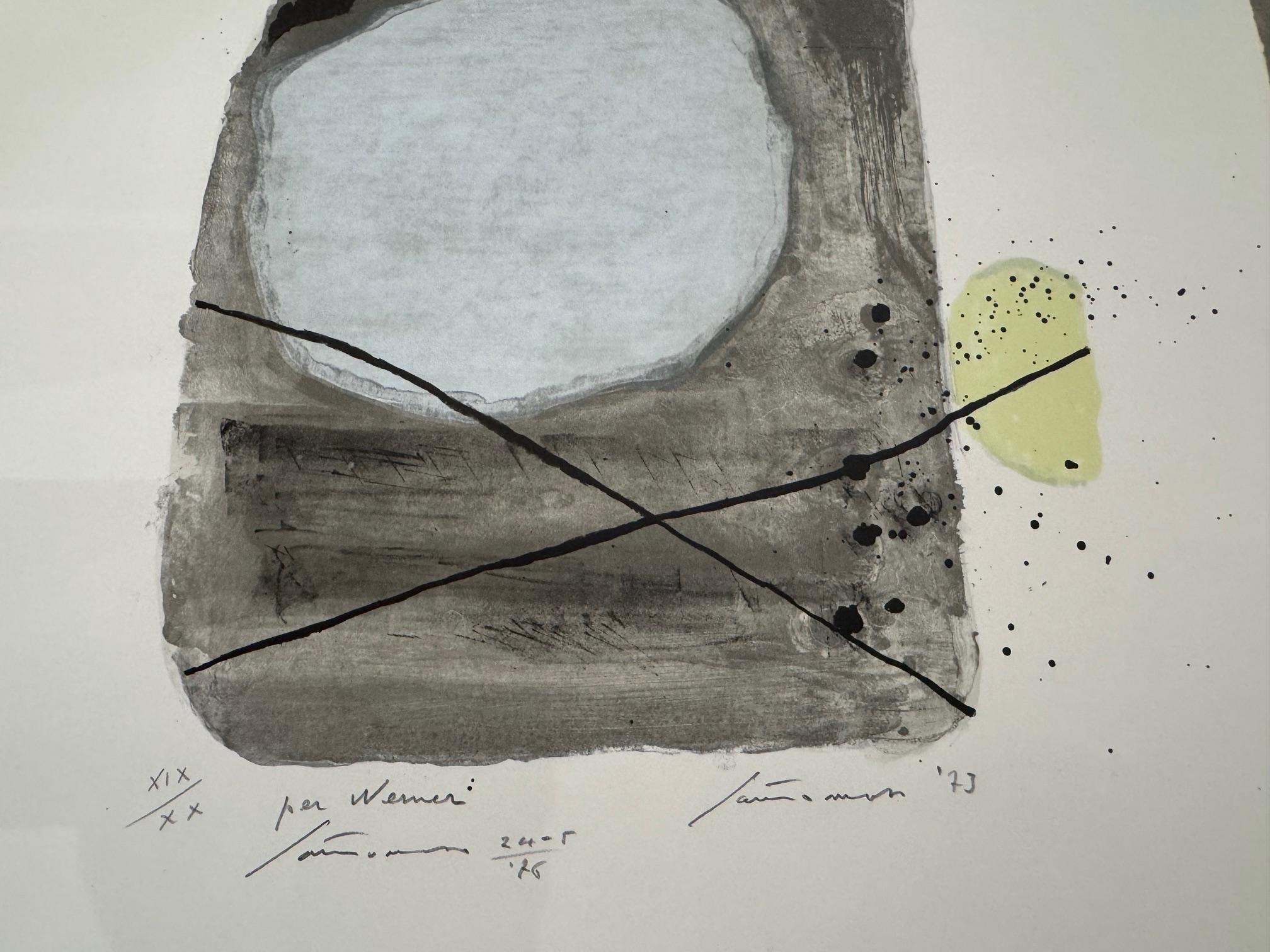 Fuori il giallo - abstract art informel by Giuseppe Santomaso noir/blanc jaune en vente 7