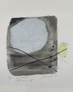 Fuori il giallo - informale d'arte astratta di Giuseppe Santomaso nero/bianco giallo