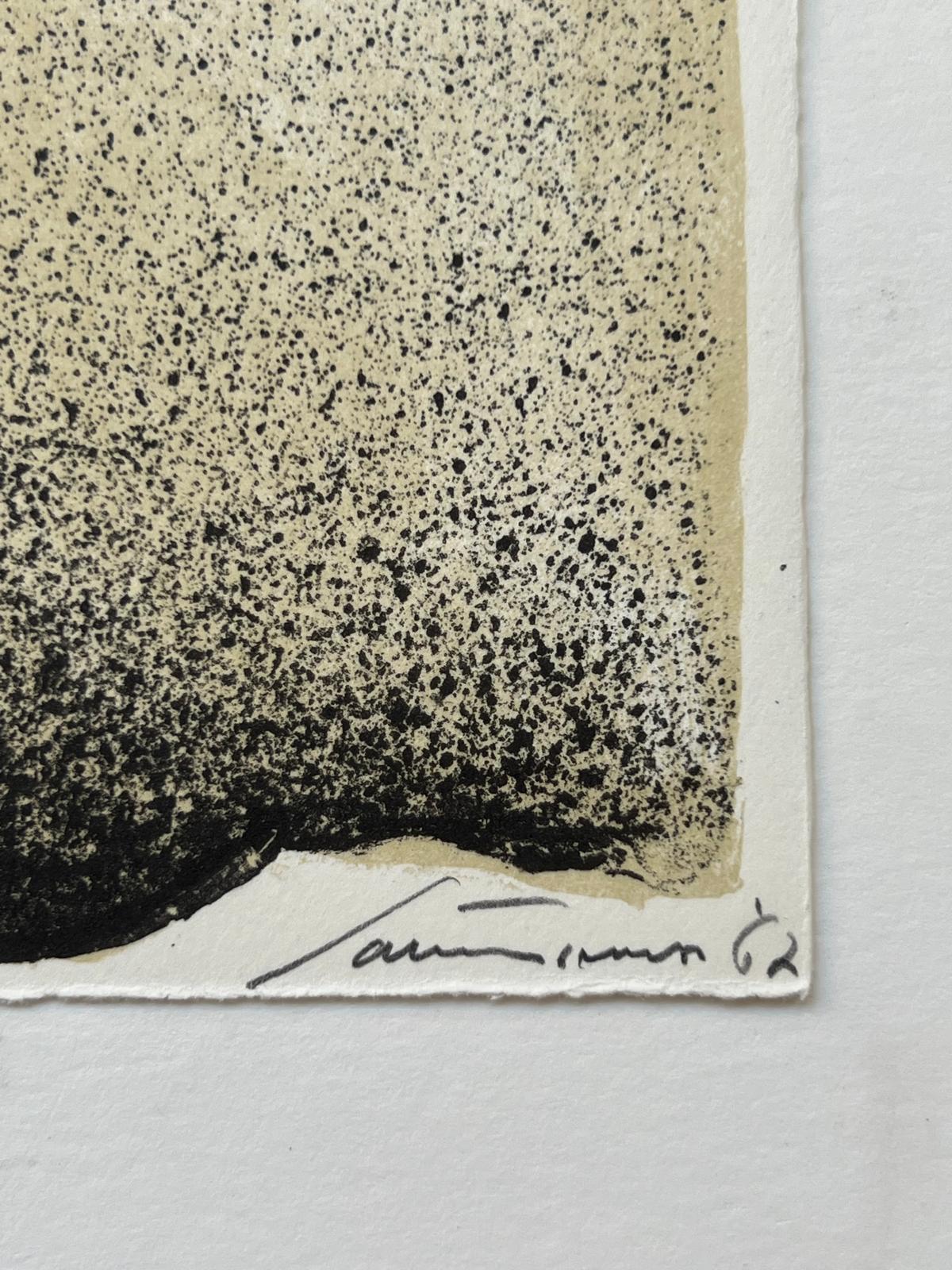 Homage to Hans Arp - Beige Abstract Print by Giuseppe Santomaso