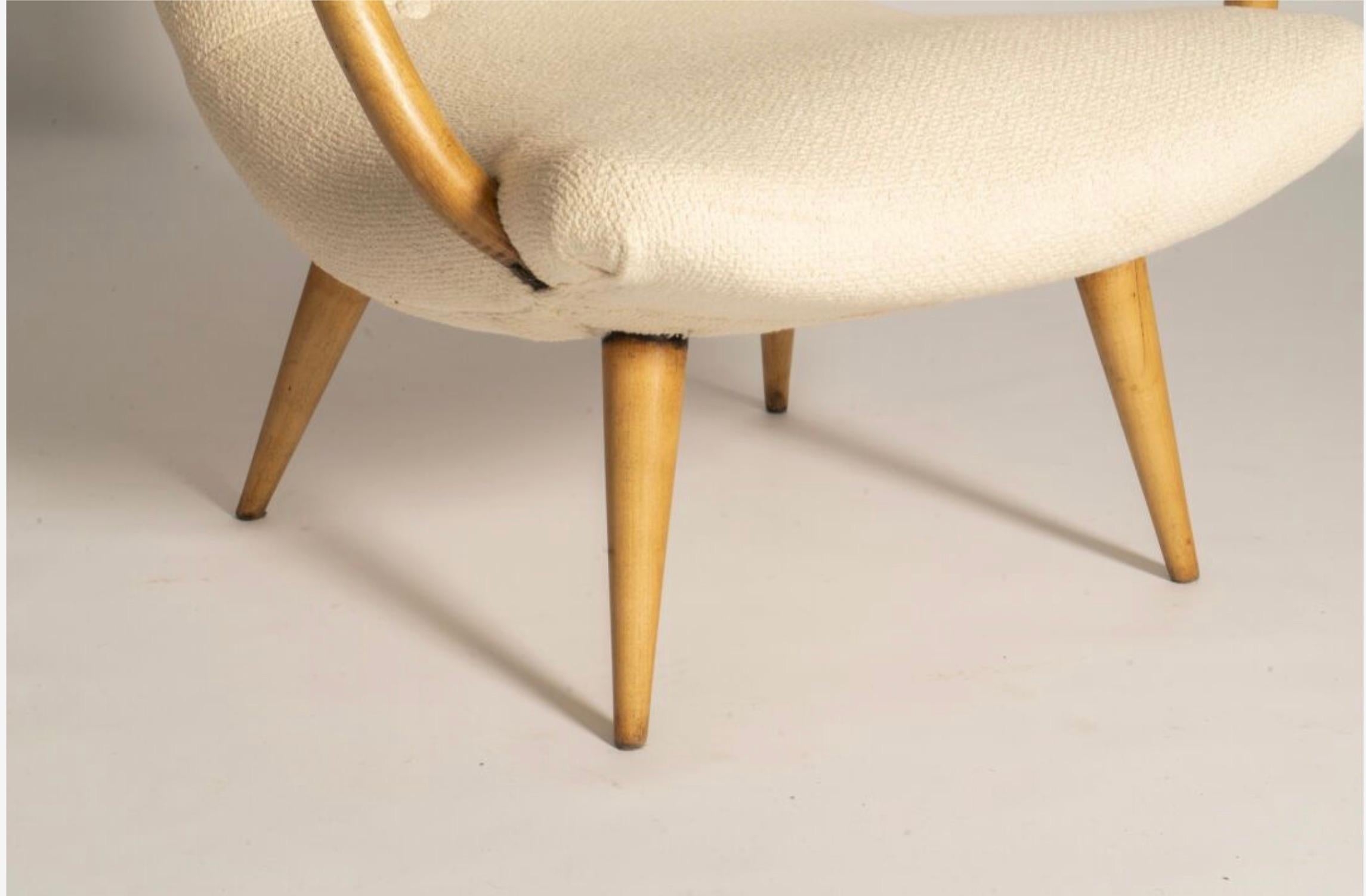 Brazilian Giuseppe Scapinelli, Armchair, c. 1950 Pau Marfim wood and white cotton fabric For Sale