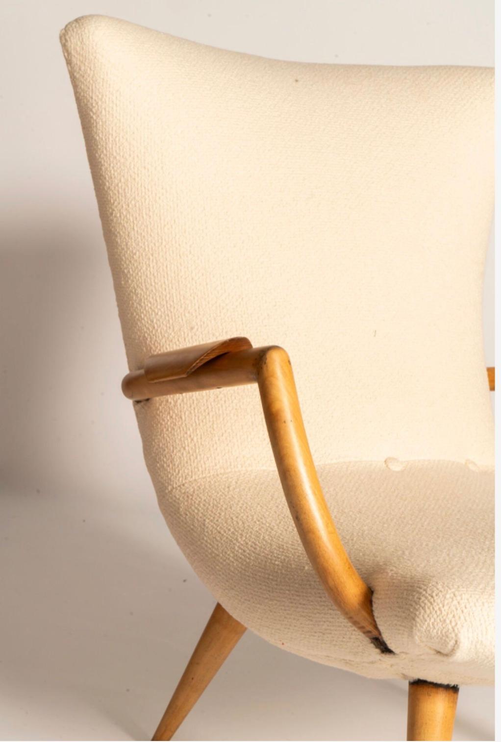 Hand-Crafted Giuseppe Scapinelli, Armchair, c. 1950 Pau Marfim wood and white cotton fabric For Sale