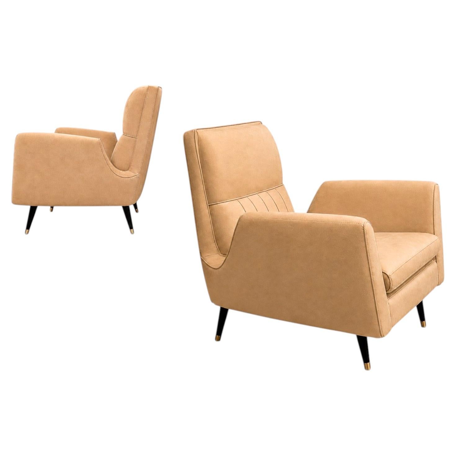 Sillones de Giuseppe Scapinelli en madera maciza y ante, Brasil, década de 1950. Lote 544B en venta