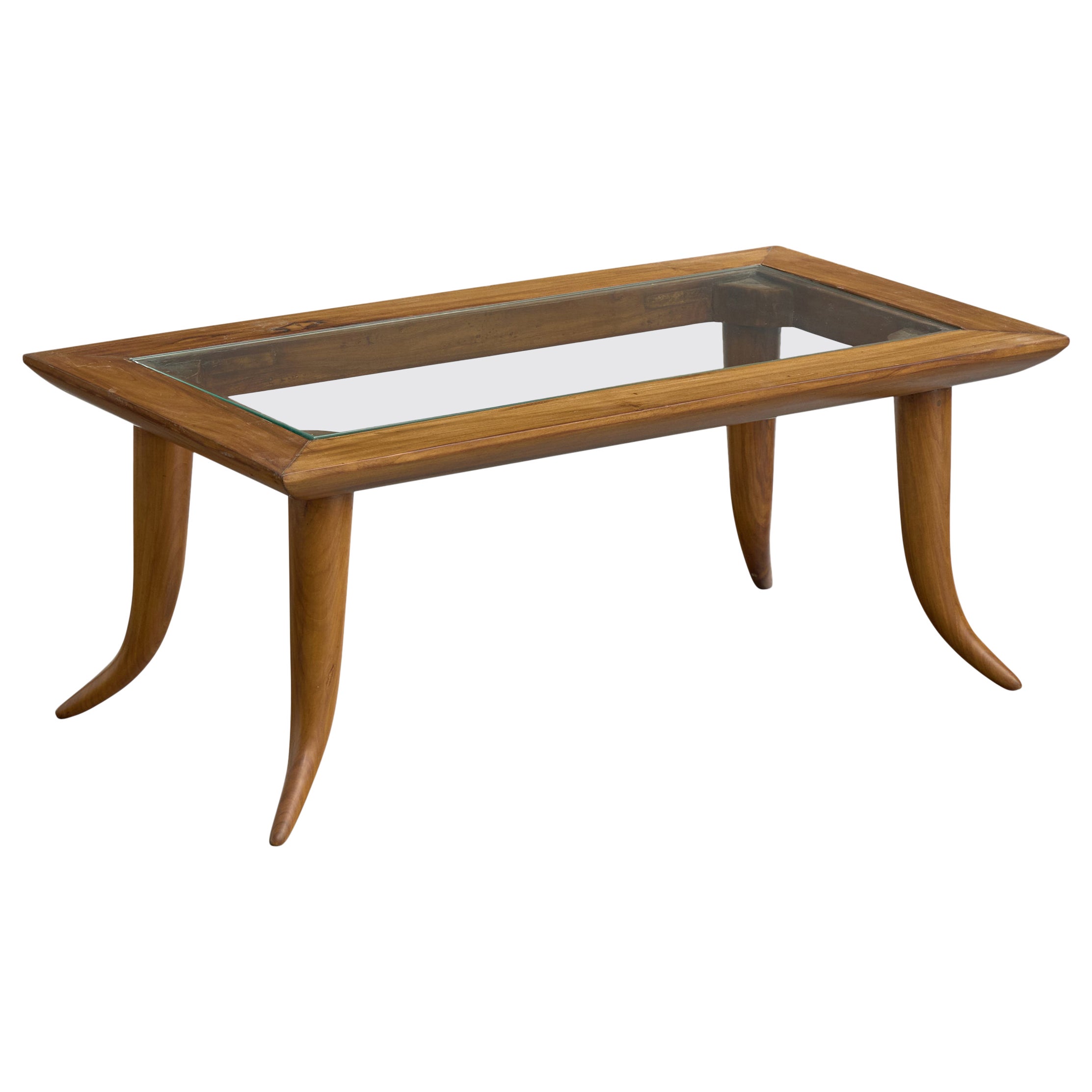 Giuseppe Scapinelli Attribution, Coffee Table, Wood, Glass, Brazil, 1950s For Sale