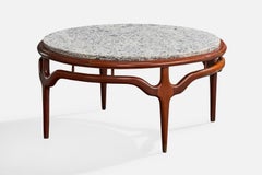 Giuseppe Scapinelli Attribution, Couchtisch, Holz, Marmor, Brasilien, 1950er Jahre