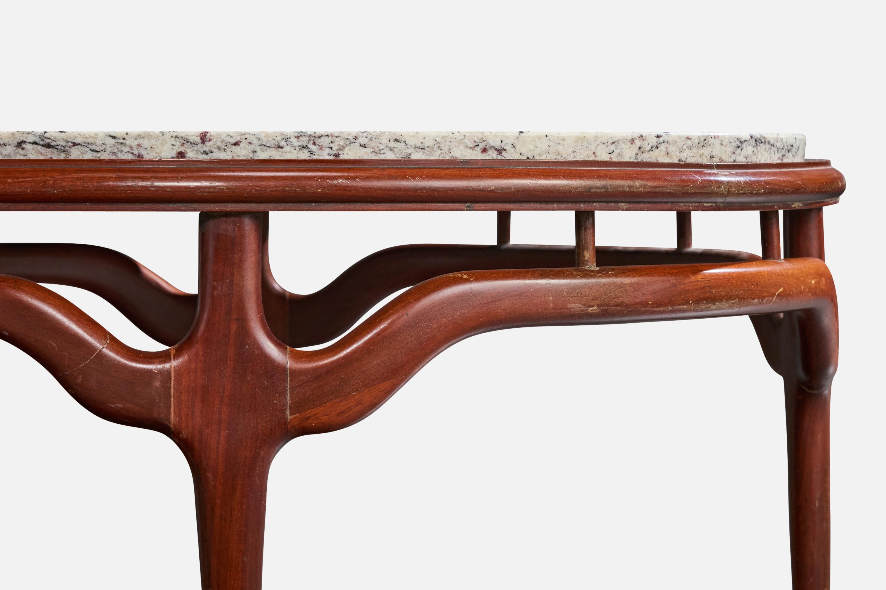 Atribución Giuseppe Scapinelli, Mesa de centro, Madera, Mármol, Brasil, Años 50 en venta 1