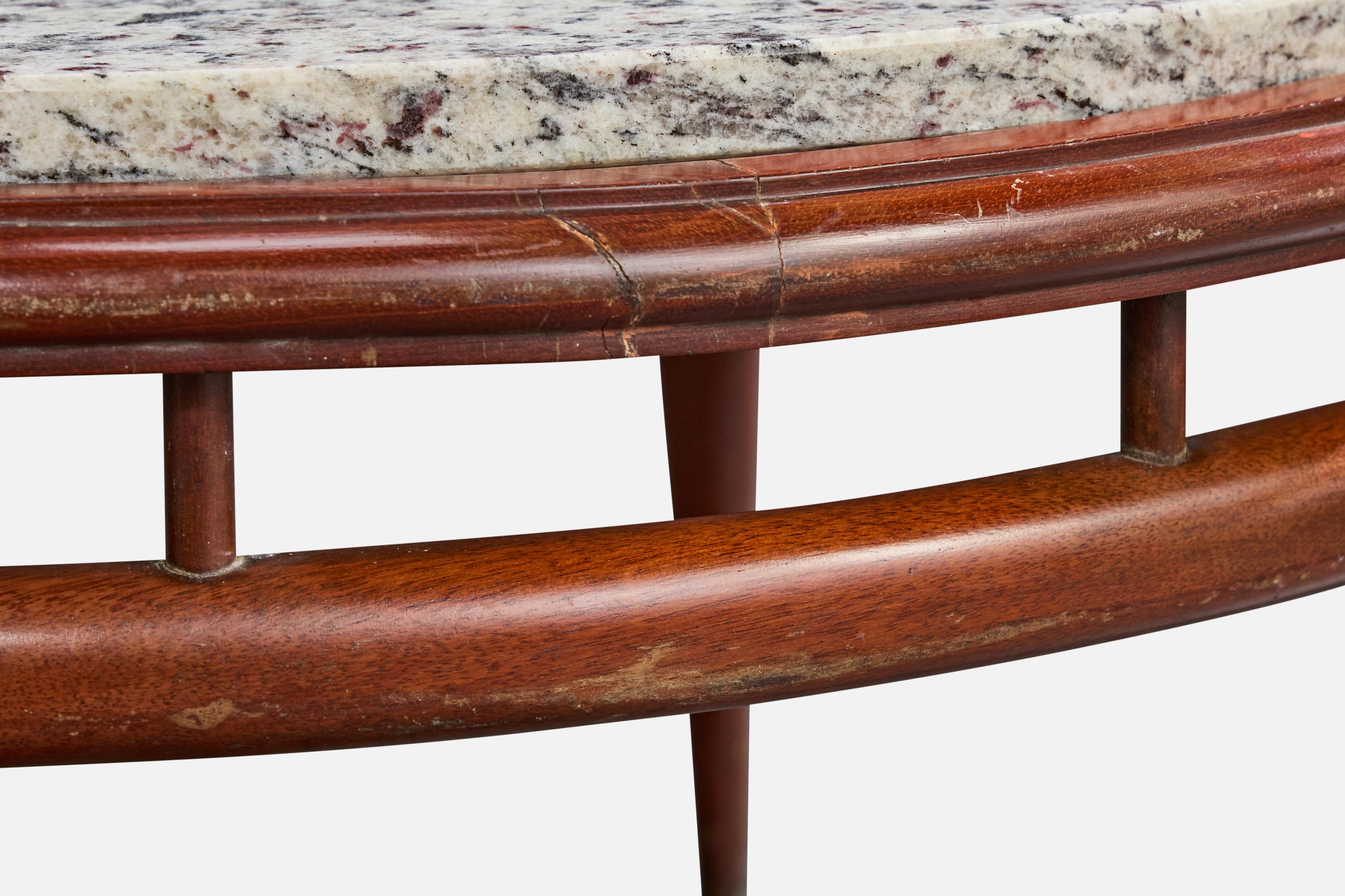 Atribución Giuseppe Scapinelli, Mesa de centro, Madera, Mármol, Brasil, Años 50 en venta 3