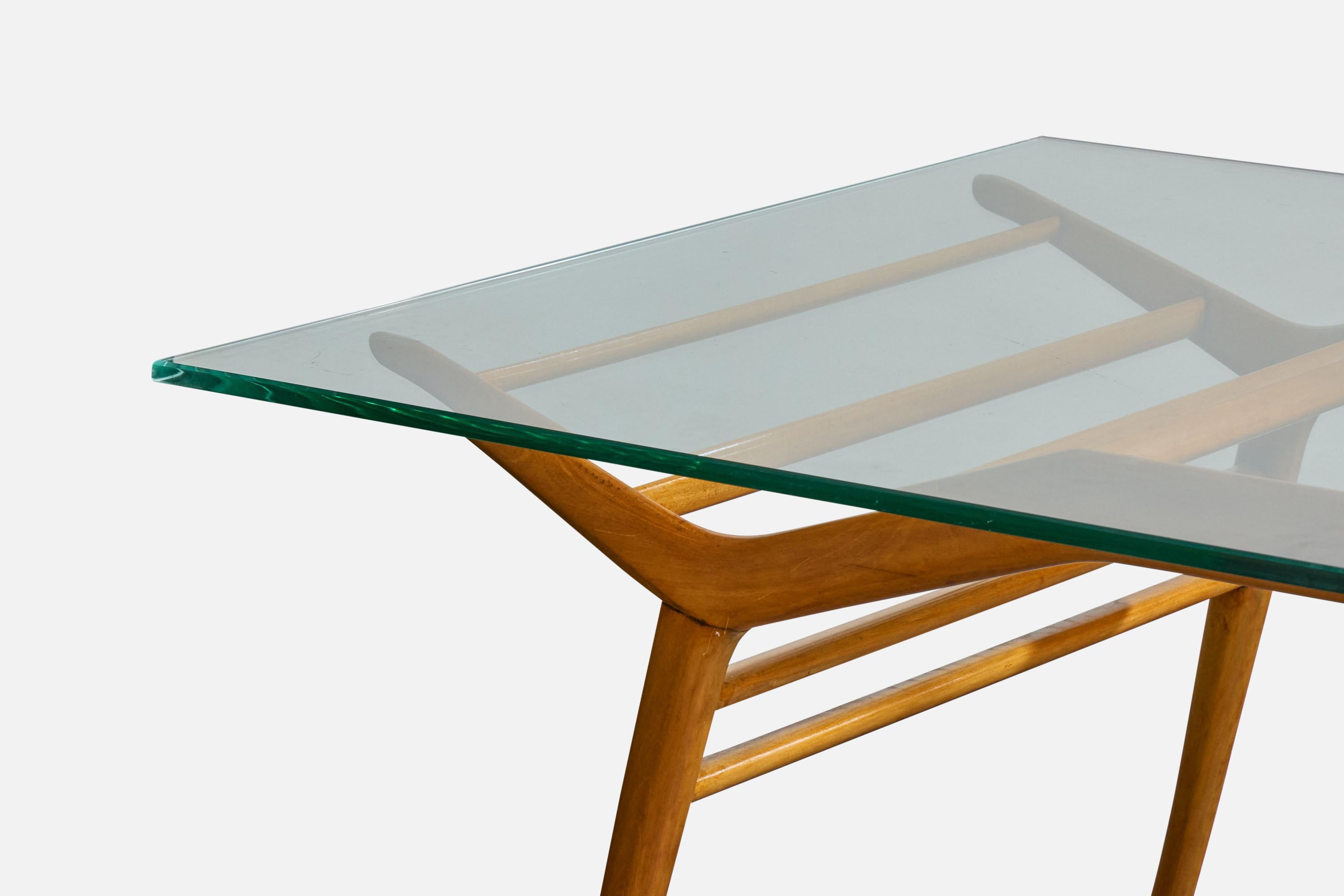 Milieu du XXe siècle Giuseppe Scapinelli Attribution, Dining Table, Wood, Glass, Brazil, 1950s en vente