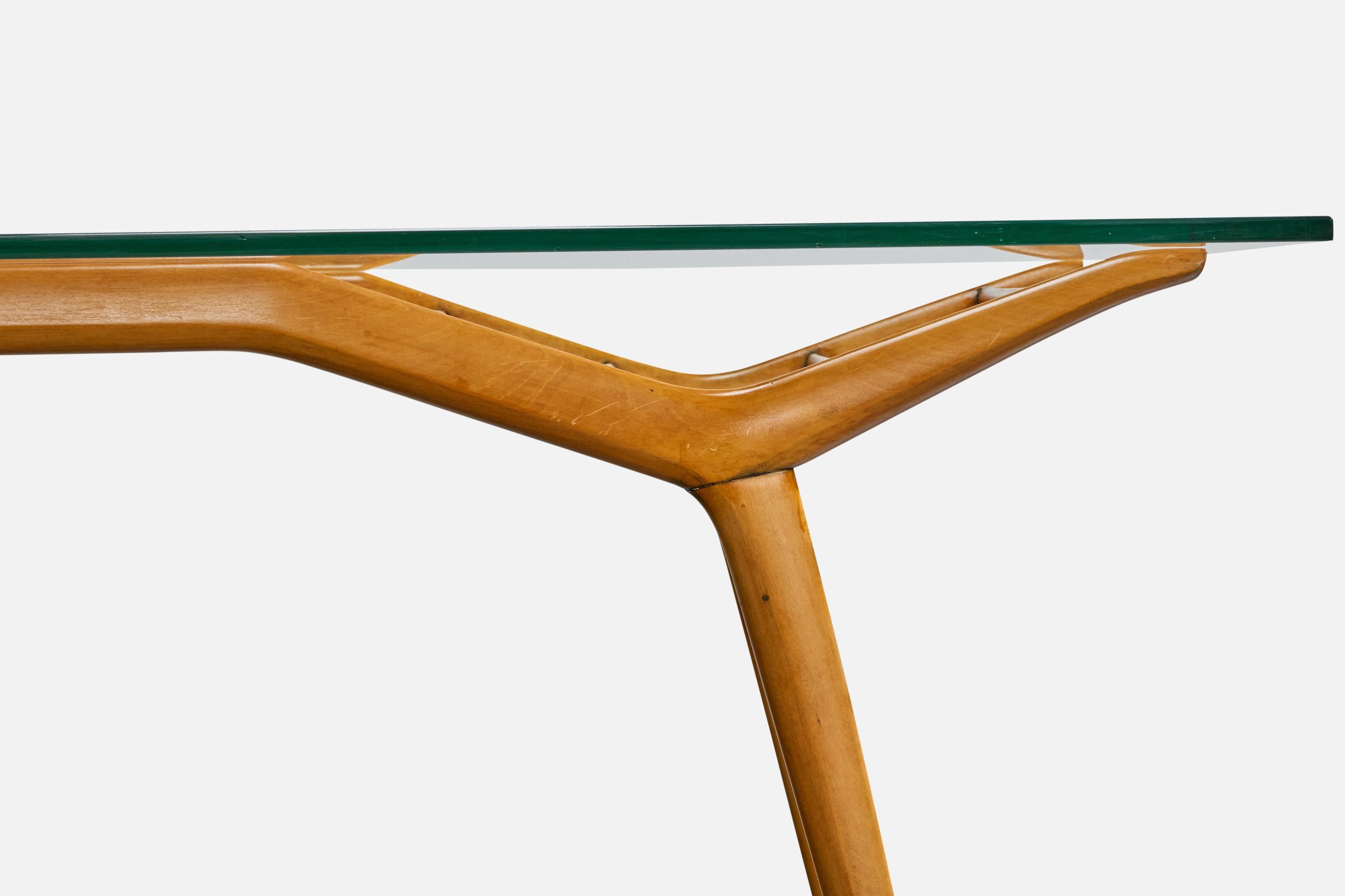 Verre Giuseppe Scapinelli Attribution, Dining Table, Wood, Glass, Brazil, 1950s en vente