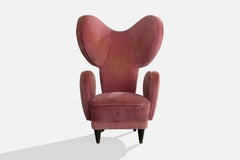 Attribution Giuseppe Scapinelli, chaise longue, Wood, velours, Italie, années 1950