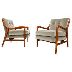 Giuseppe Scapinelli, Brazil, 1950s - Pair of Armchairs in Caviúna Wood & Mohair