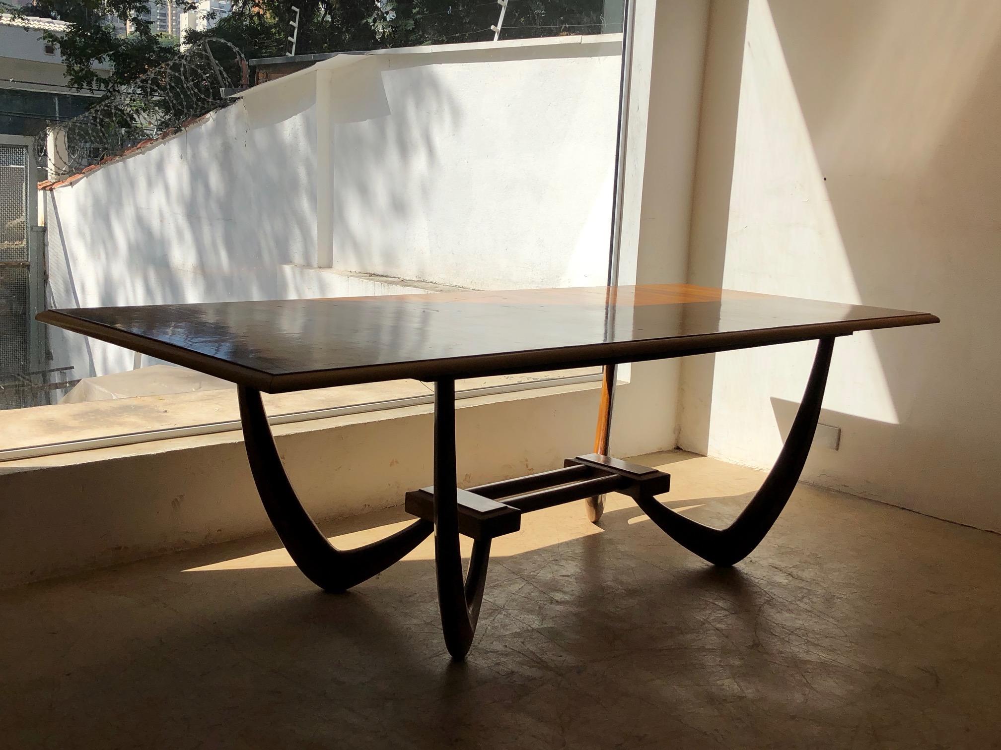 20th Century Giuseppe Scapinelli, Brazilian Mid-Century Modern “J” Dining Table